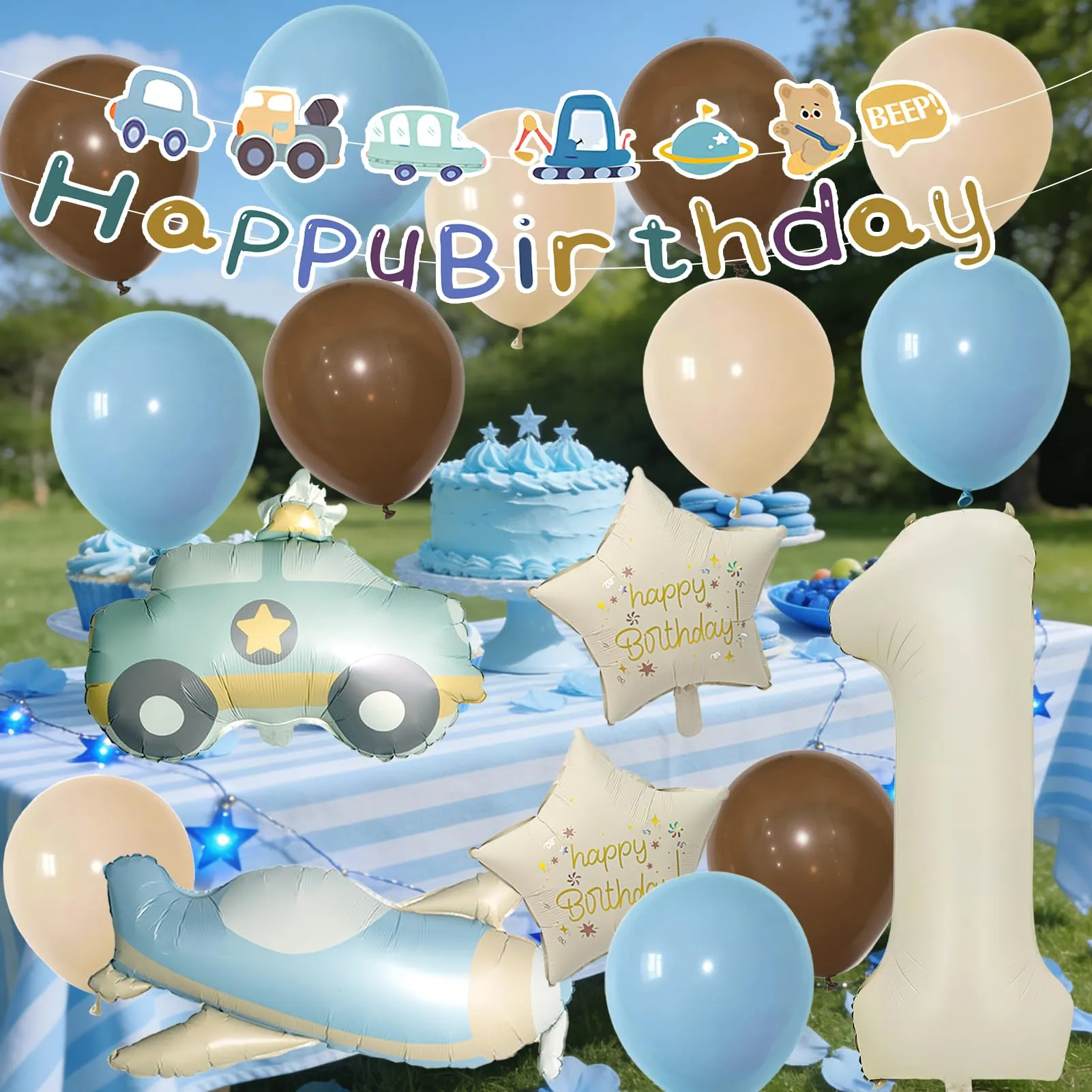 Palloncini Compleanno 1 Anni Bambino 18 Pezzi, Palloncini Auto Aerei 1 anni - immagine 6