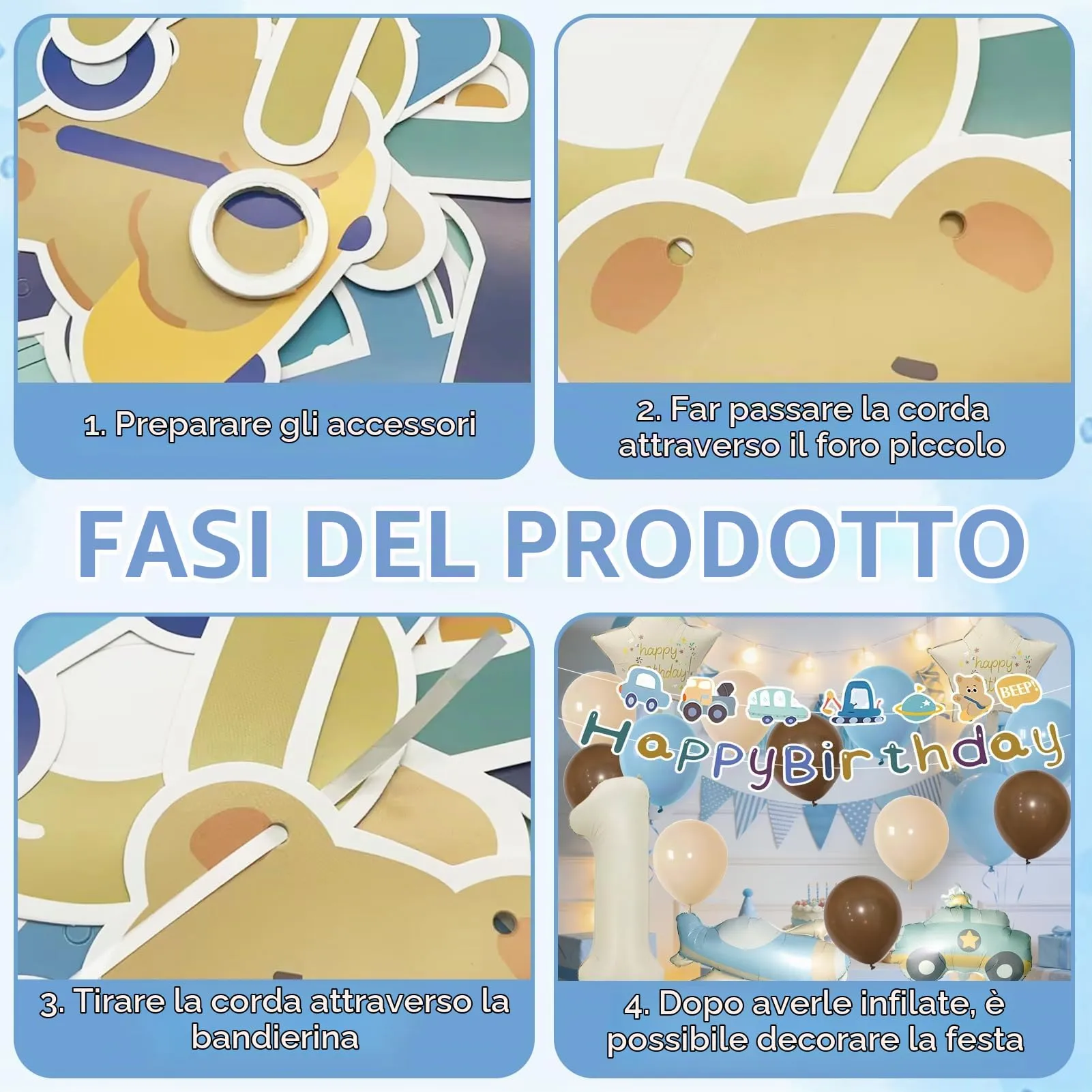 Palloncini Compleanno 1 Anni Bambino 18 Pezzi, Palloncini Auto Aerei 1 anni - immagine 7