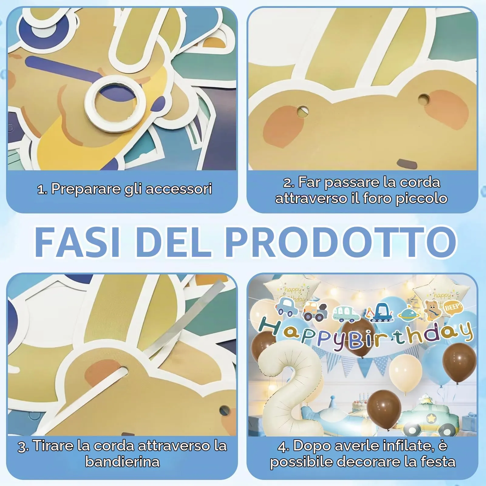 18 Pezzi Palloncini Compleanno 2 Anni Bambino, Palloncini Auto Aerei 2 Anni - immagine 3