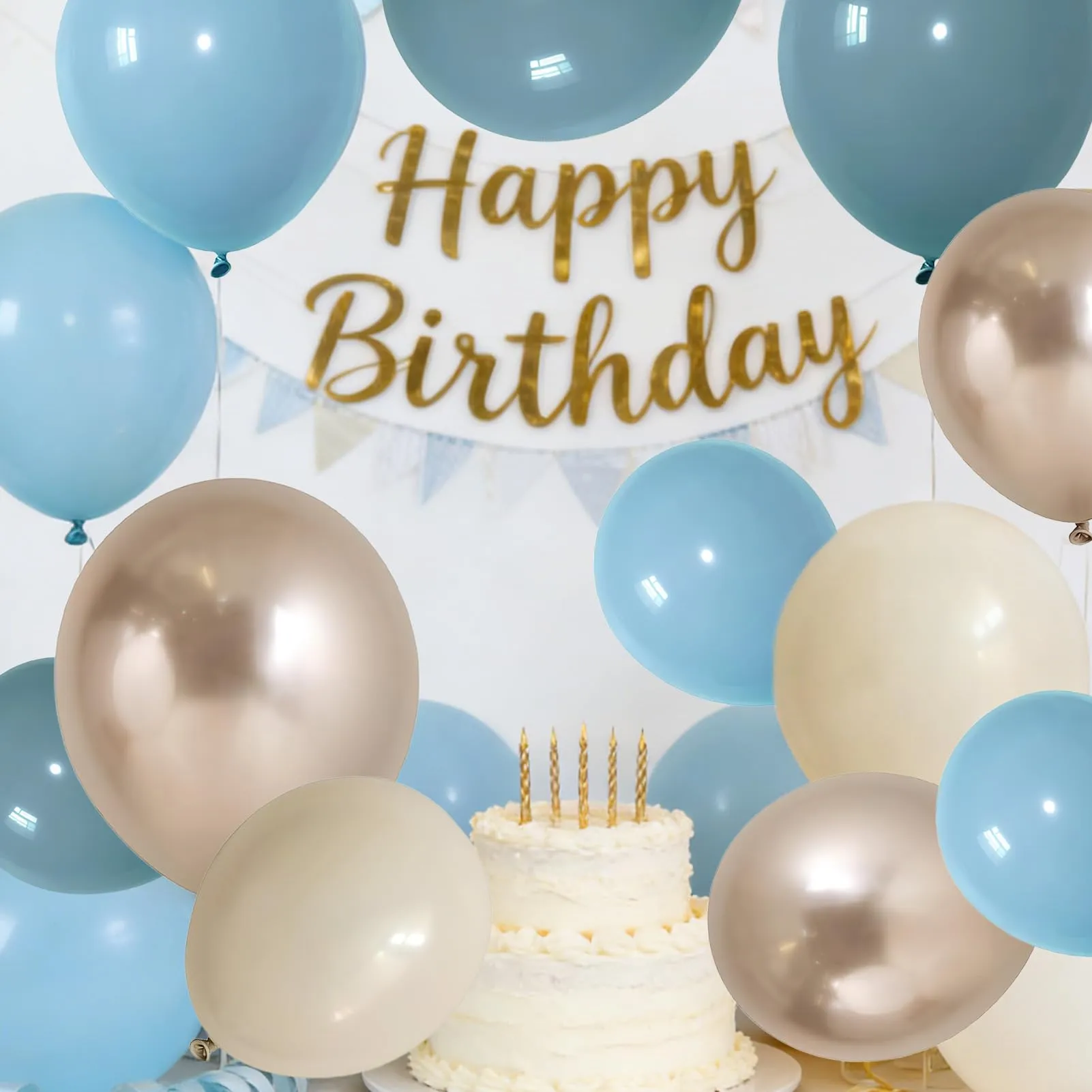 50 Pezzi Palloncini Blu Bianchi - immagine 6