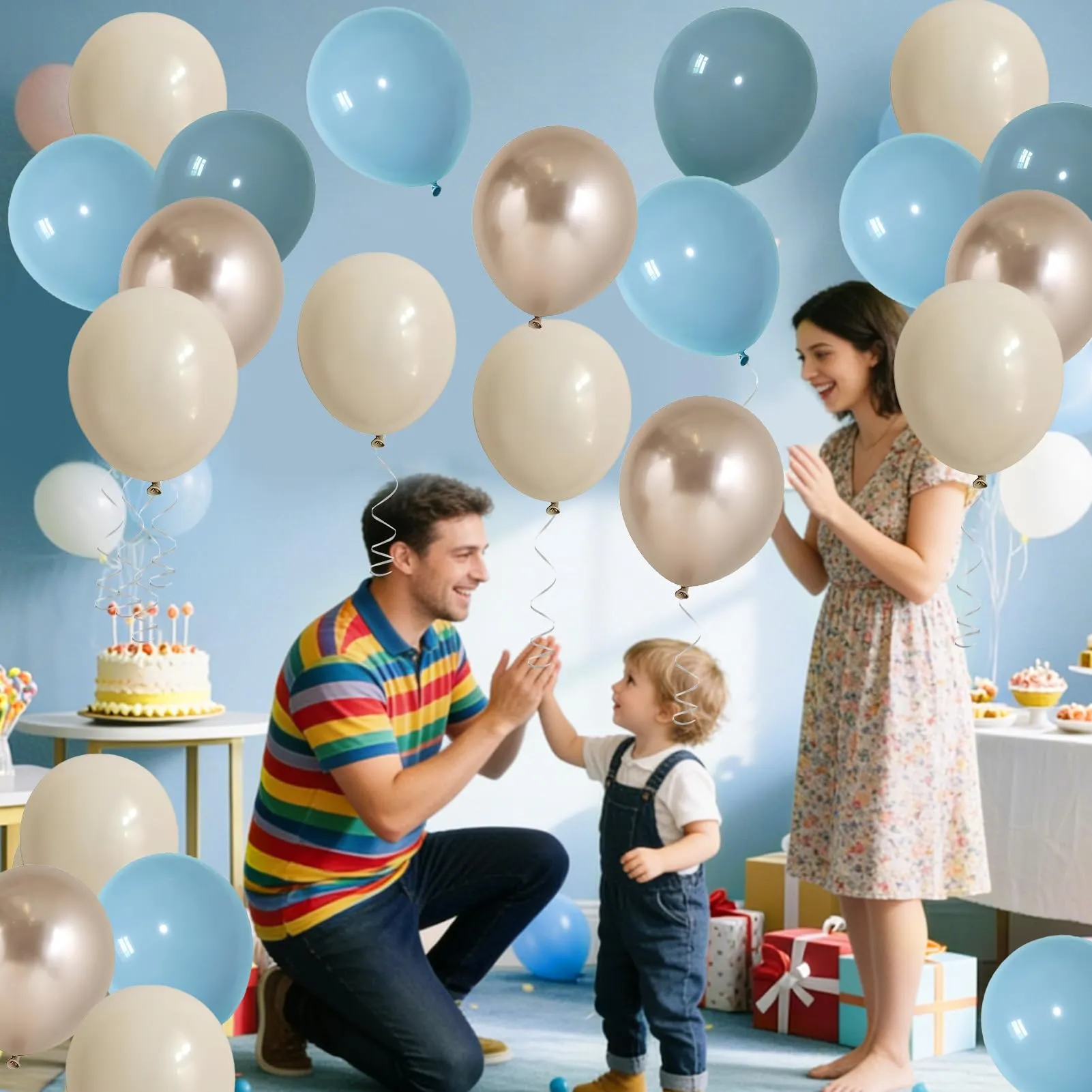 50 Pezzi Palloncini Blu Bianchi - immagine 7