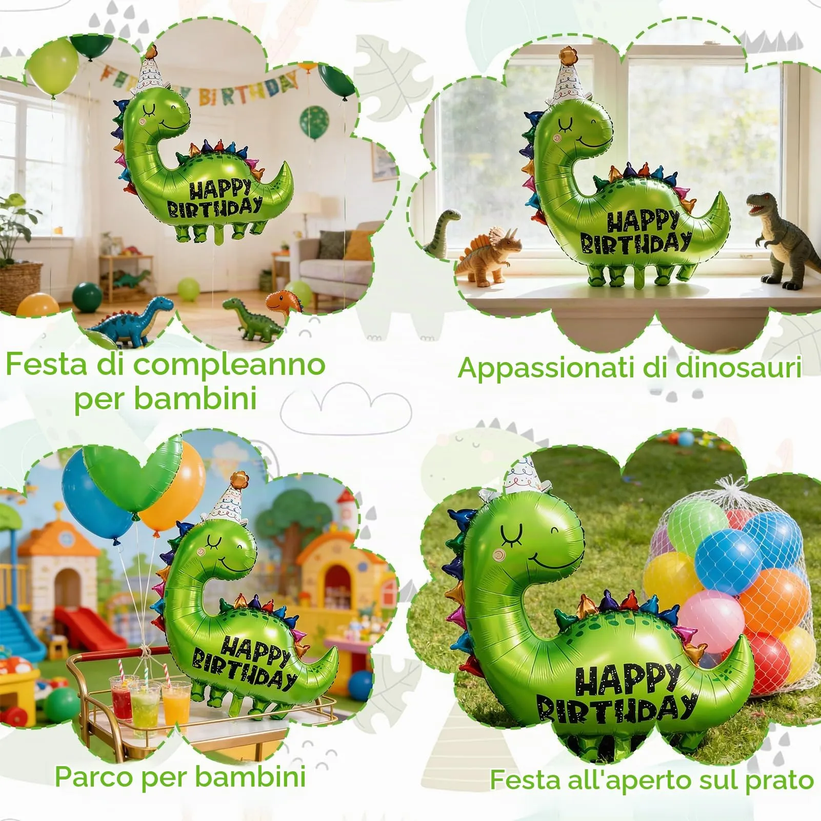 Palloncini Compleanno Dinosauri, Gigante Dinosauro Palloncino Foil - immagine 7