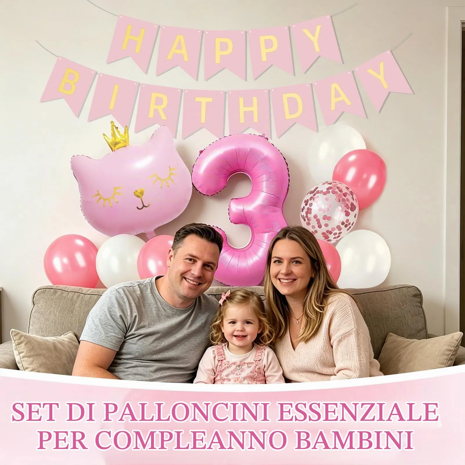 13 Pezzi Palloncini 3 Anni Gatti, PallonciniAlluminio Gatto - immagine 5