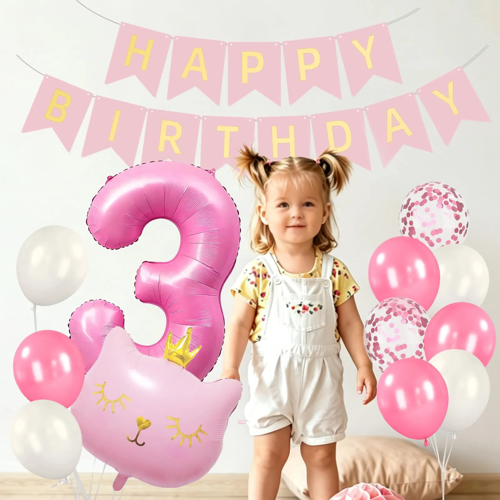 13 Pezzi Palloncini 3 Anni Gatti, PallonciniAlluminio Gatto - immagine 6