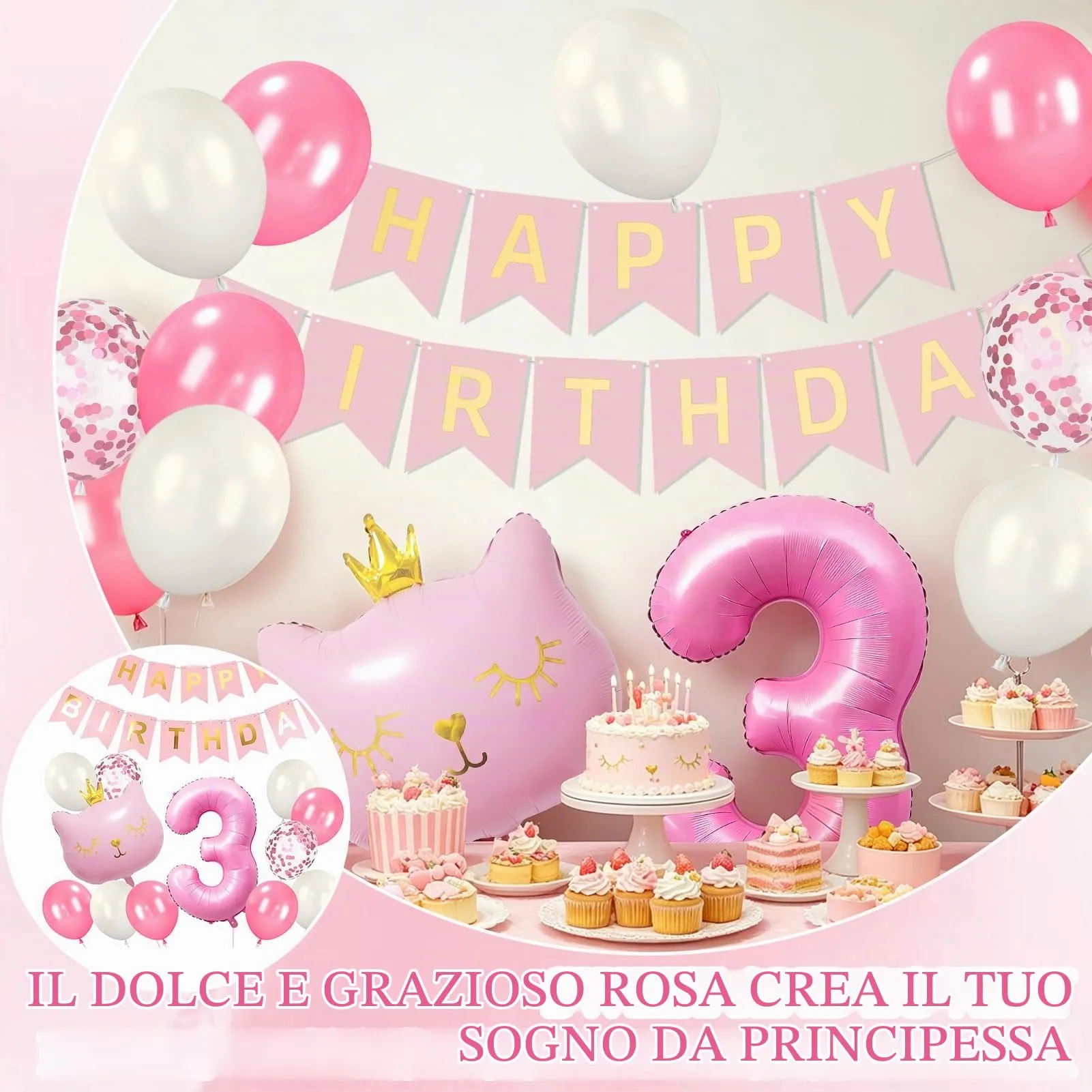 13 Pezzi Palloncini 3 Anni Gatti, PallonciniAlluminio Gatto - immagine 7