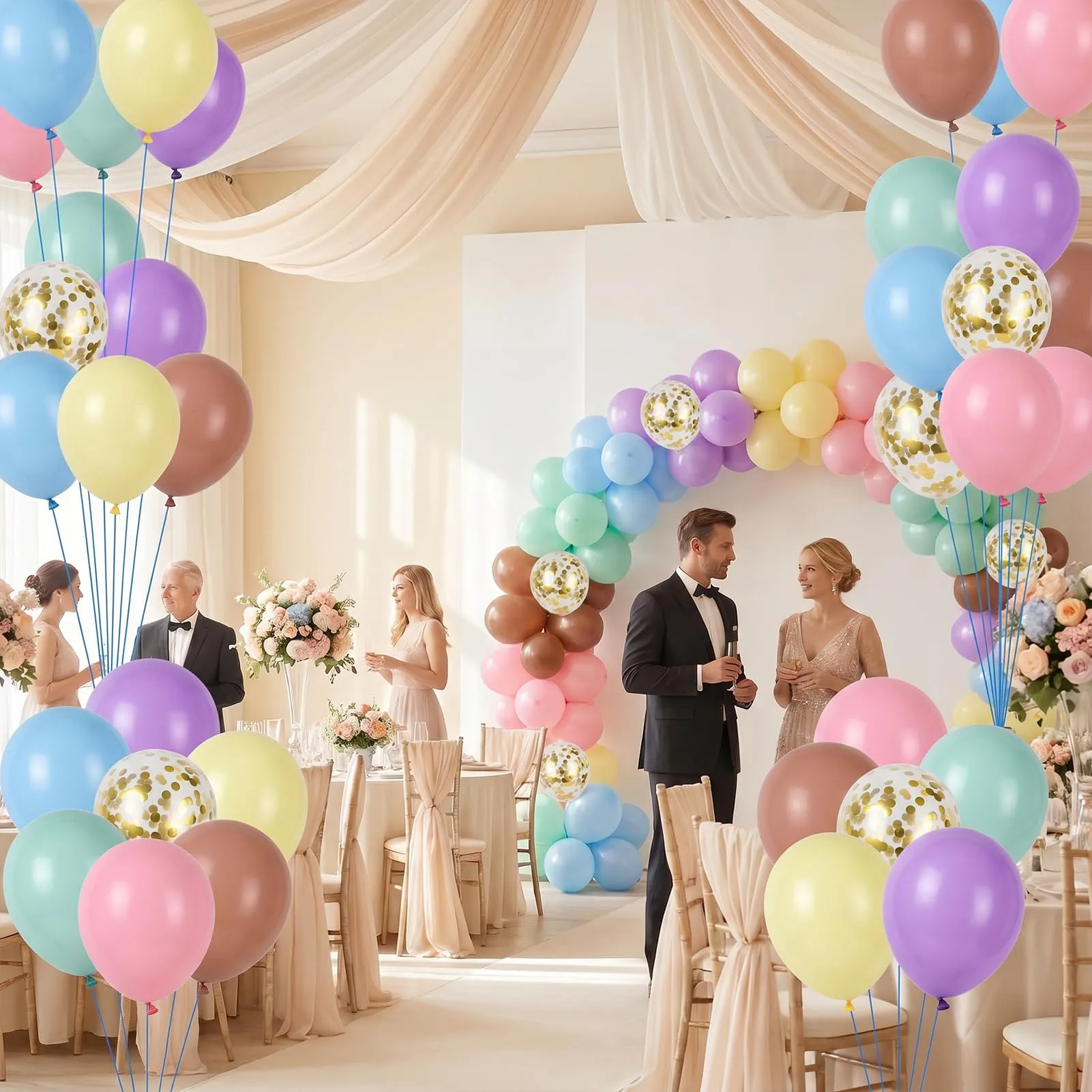 60 Pezzi Palloncini Pastello in Lattice, Palloncini Colorati - immagine 6