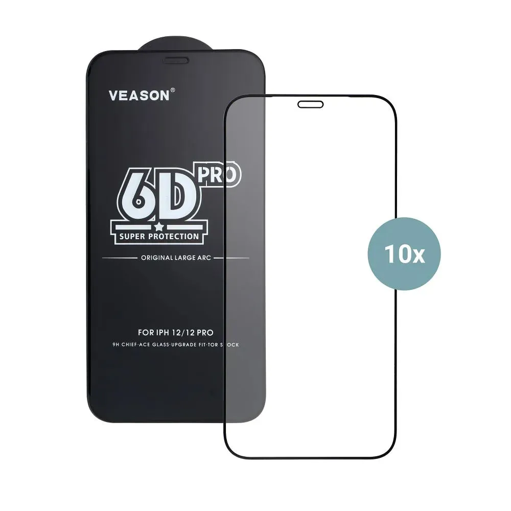 Pellicola protettiva per schermo Veason PRO per Apple iPhone 17 Air, Vetro temperato, Full Glue, Set da 10 pezzi, 6D, Nero - immagine 1