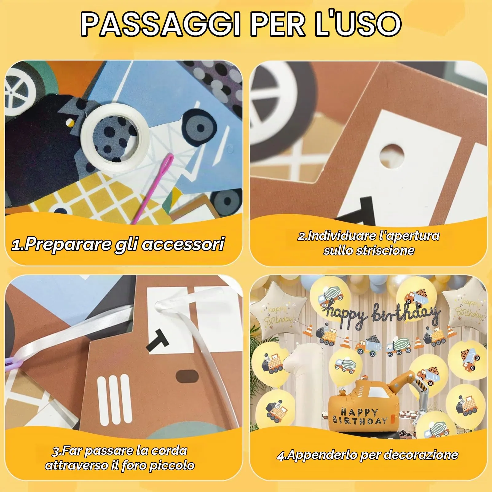 15 Pezzi Decorazione di Compleanno di Escavatori 1 Anni - immagine 3