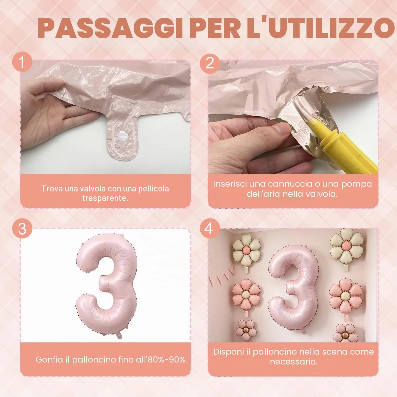 7 Pezzi Palloncini 3 Anno Bimba, Palloncino Foil Margherita - immagine 3