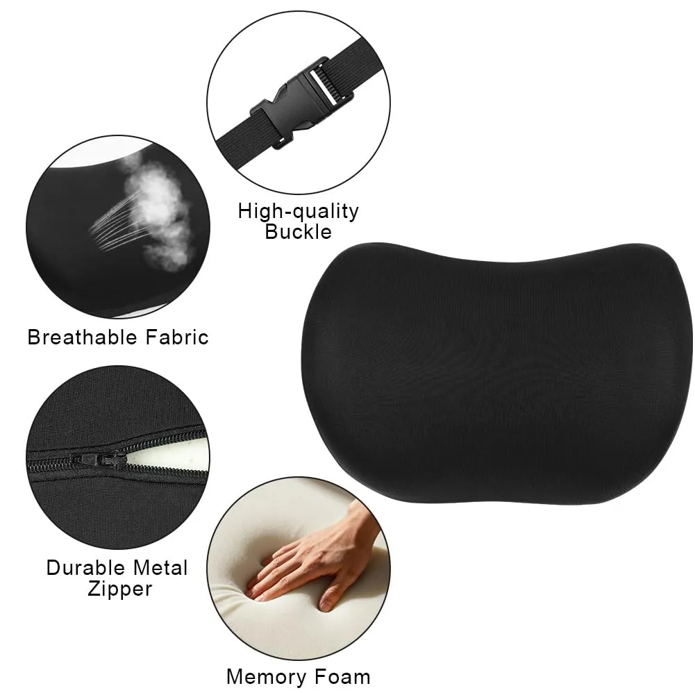 Alaoo 2pcs Cuscino per Collo per Auto, Supporto per Seggiolino, Nero - immagine 3