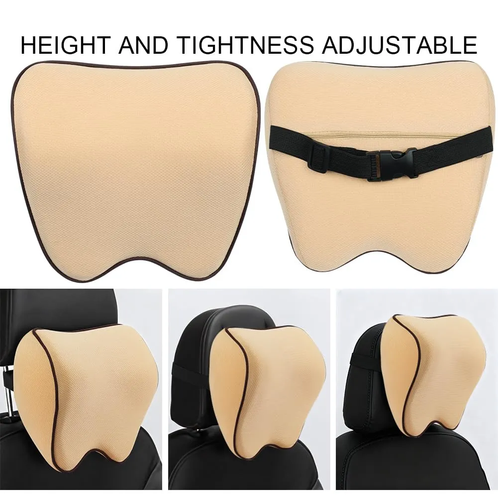 Alaoo 2pcs Cuscino Poggiatesta Auto, Beige con Finiture Nero - immagine 7
