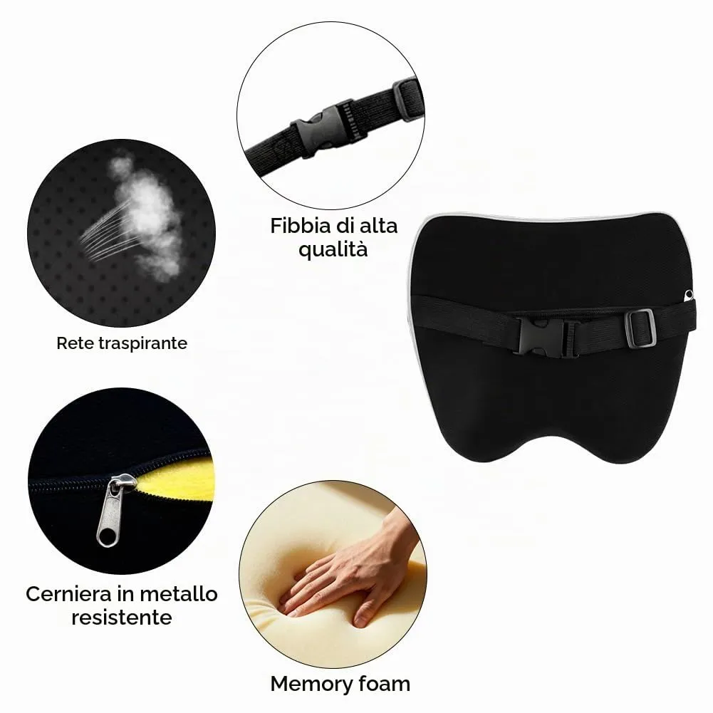 Alaoo 2pcs Cuscino Poggiatesta Auto, Nero con Finiture Bianche - immagine 3