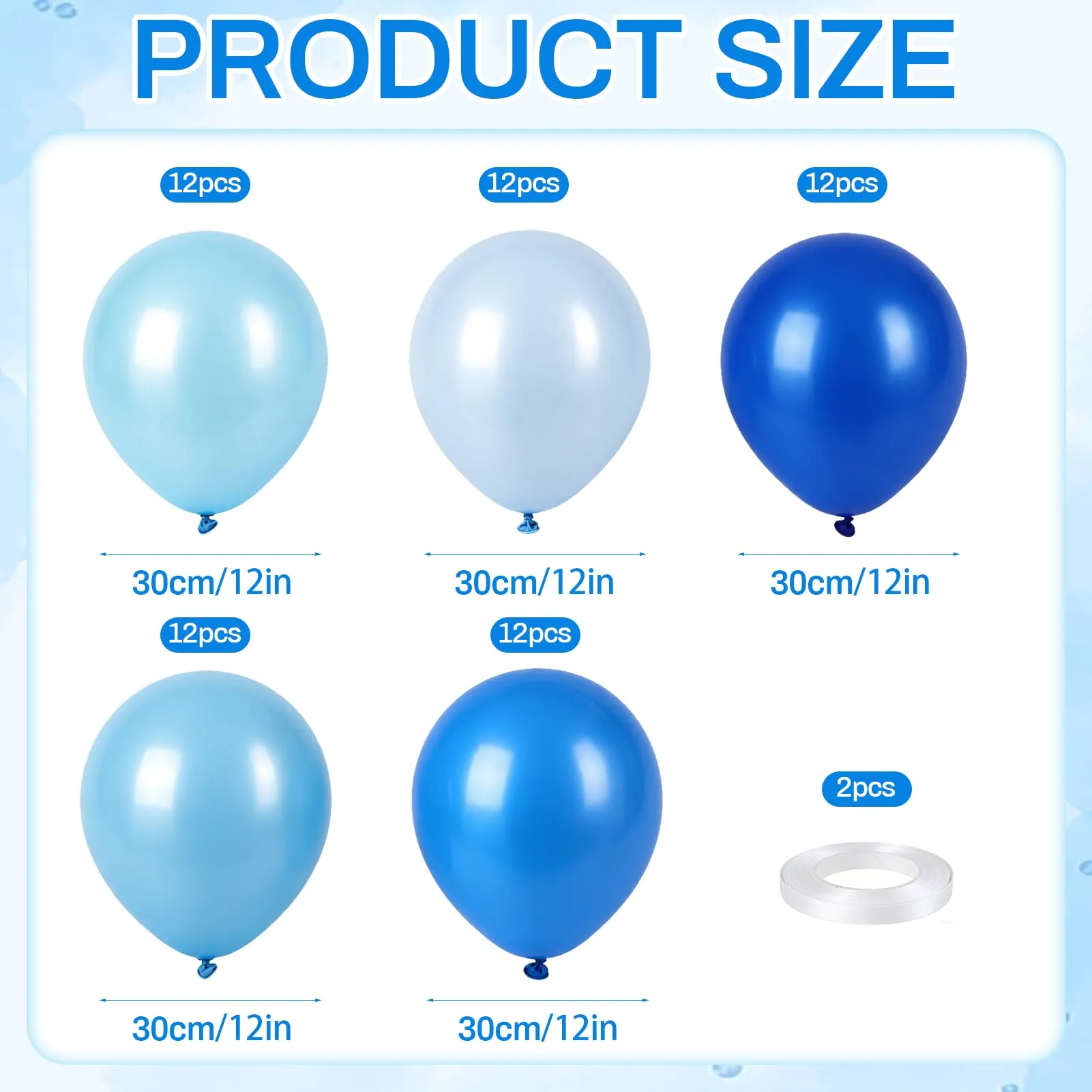 60 Pezzi Palloncini Blu, Palloncino di Elio Azzurro Cielo - immagine 2