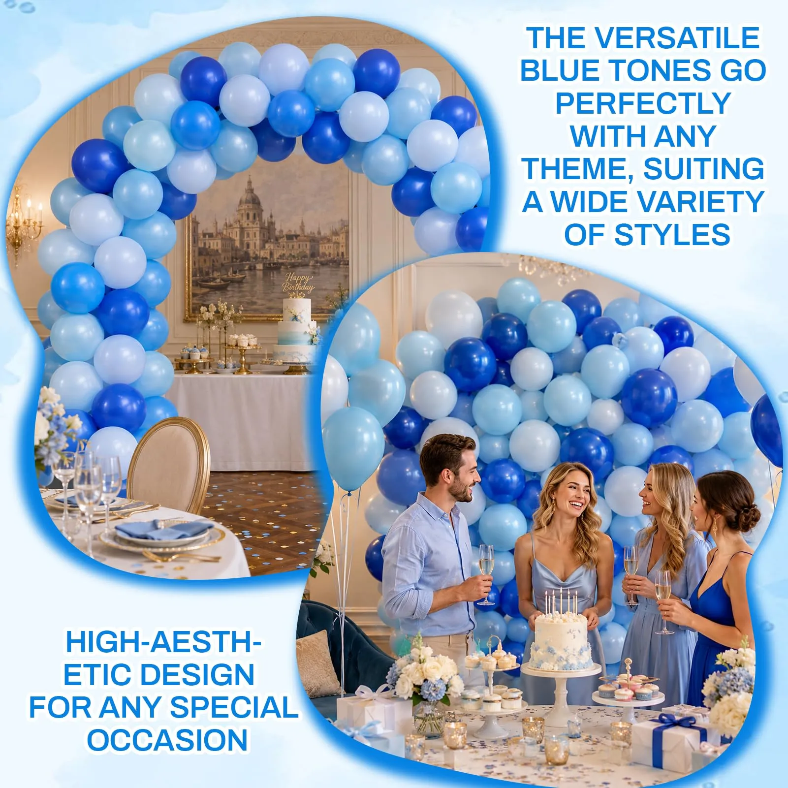 60 Pezzi Palloncini Blu, Palloncino di Elio Azzurro Cielo - immagine 6