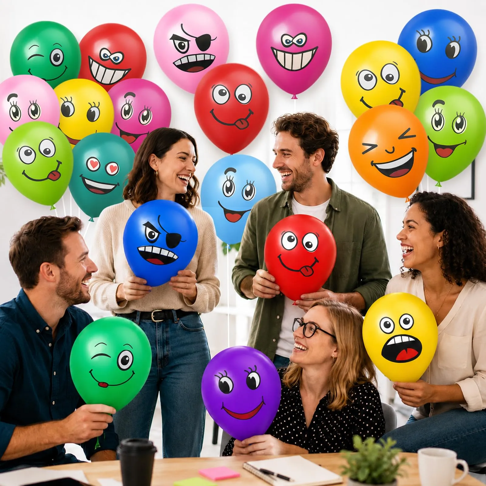 50 Pezzi Emotion Serie Palloncinis in Lattice, Palloncini Smiley - immagine 6