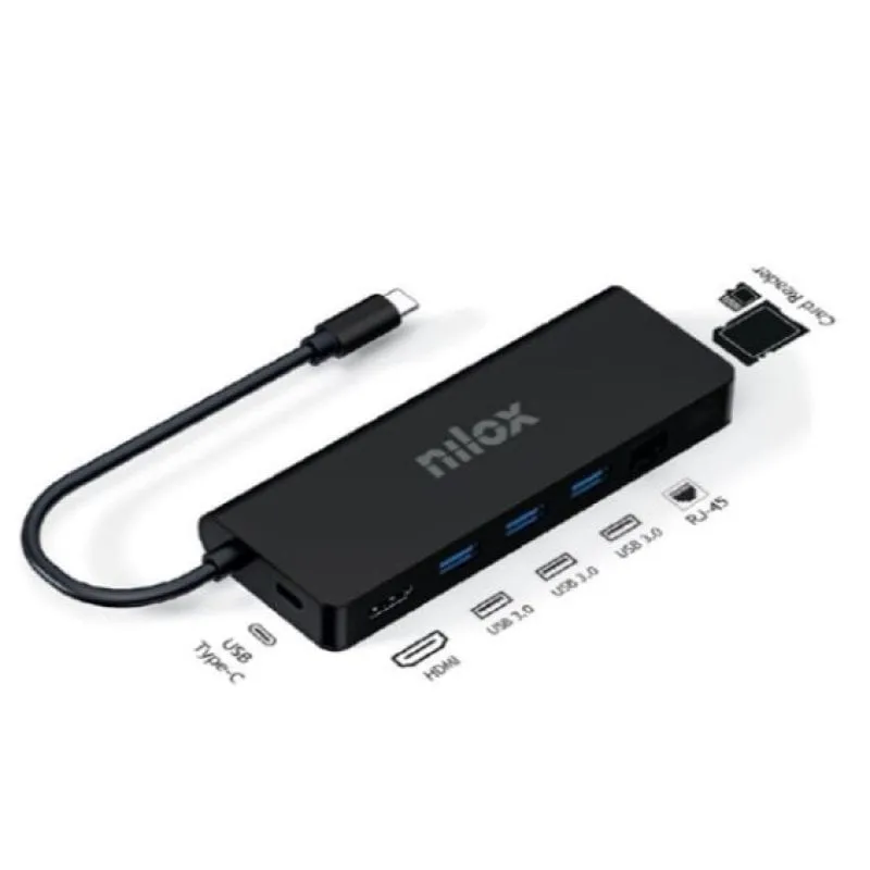 Nilox NXDSUSBC04 Docking Station USB-C Nero - immagine 1