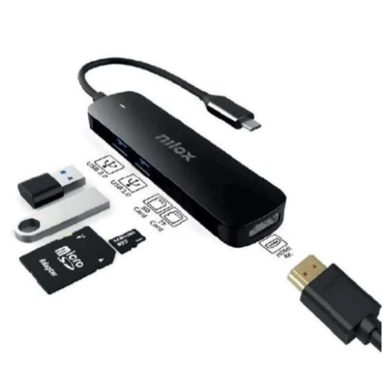Nilox NXDSUSBC05 Docking Station USB-C Nero - immagine 1