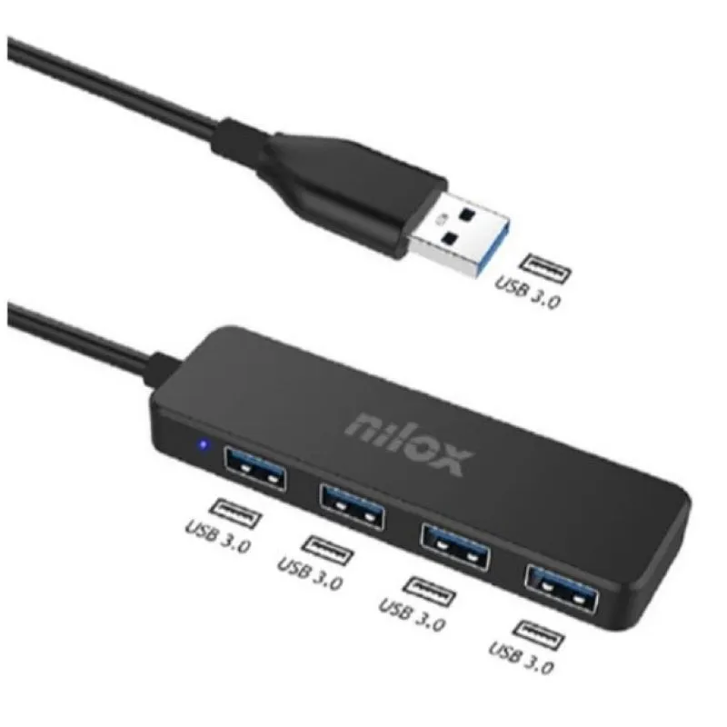 Nilox NXHUB402 Hub USB 3.0 4x Nero - immagine 1