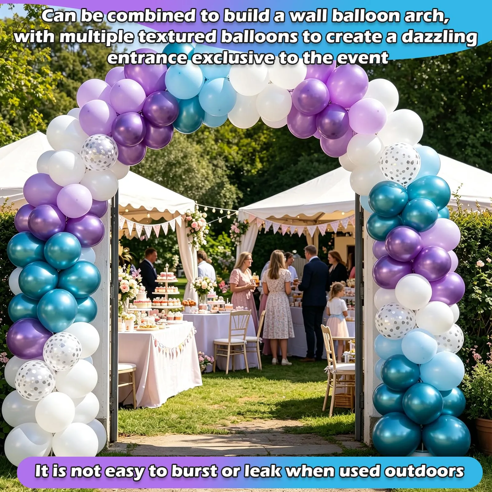 60 Pezzi Palloncini Blu Viola Bianco, Blu Lavanda Palloncino Elio - immagine 3