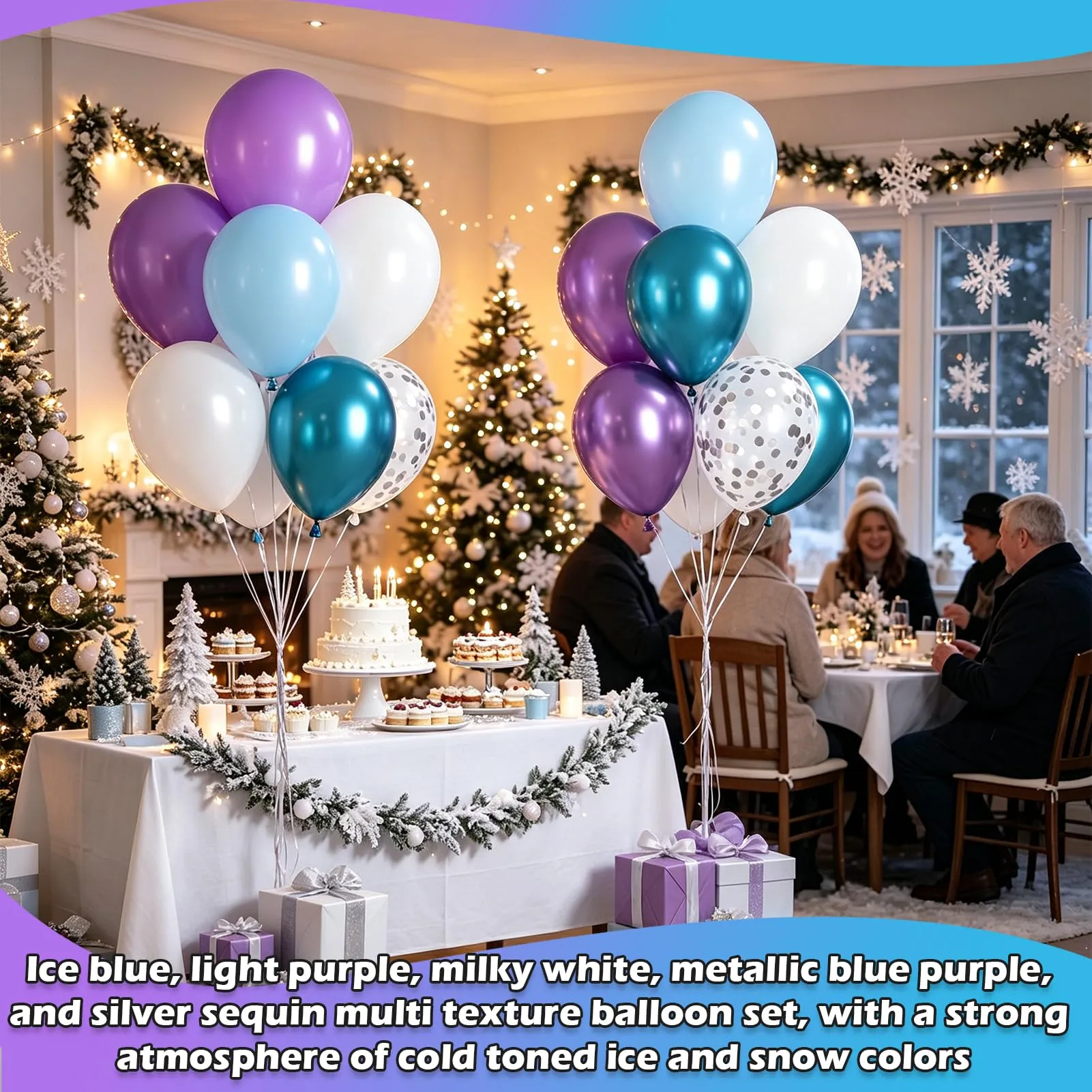 60 Pezzi Palloncini Blu Viola Bianco, Blu Lavanda Palloncino Elio - immagine 5