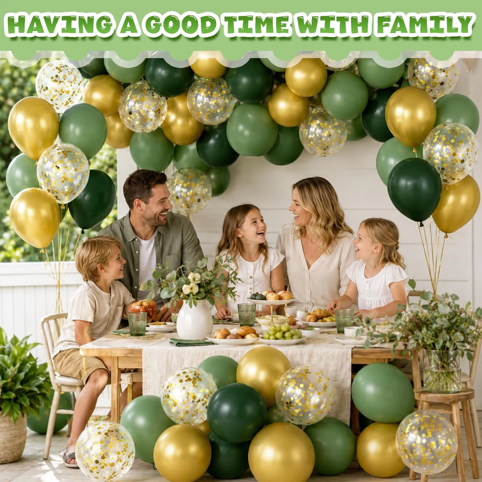 60 Pezzi Palloncini Compleanno Verde Salvia e Oro, 12 Pollici - immagine 4