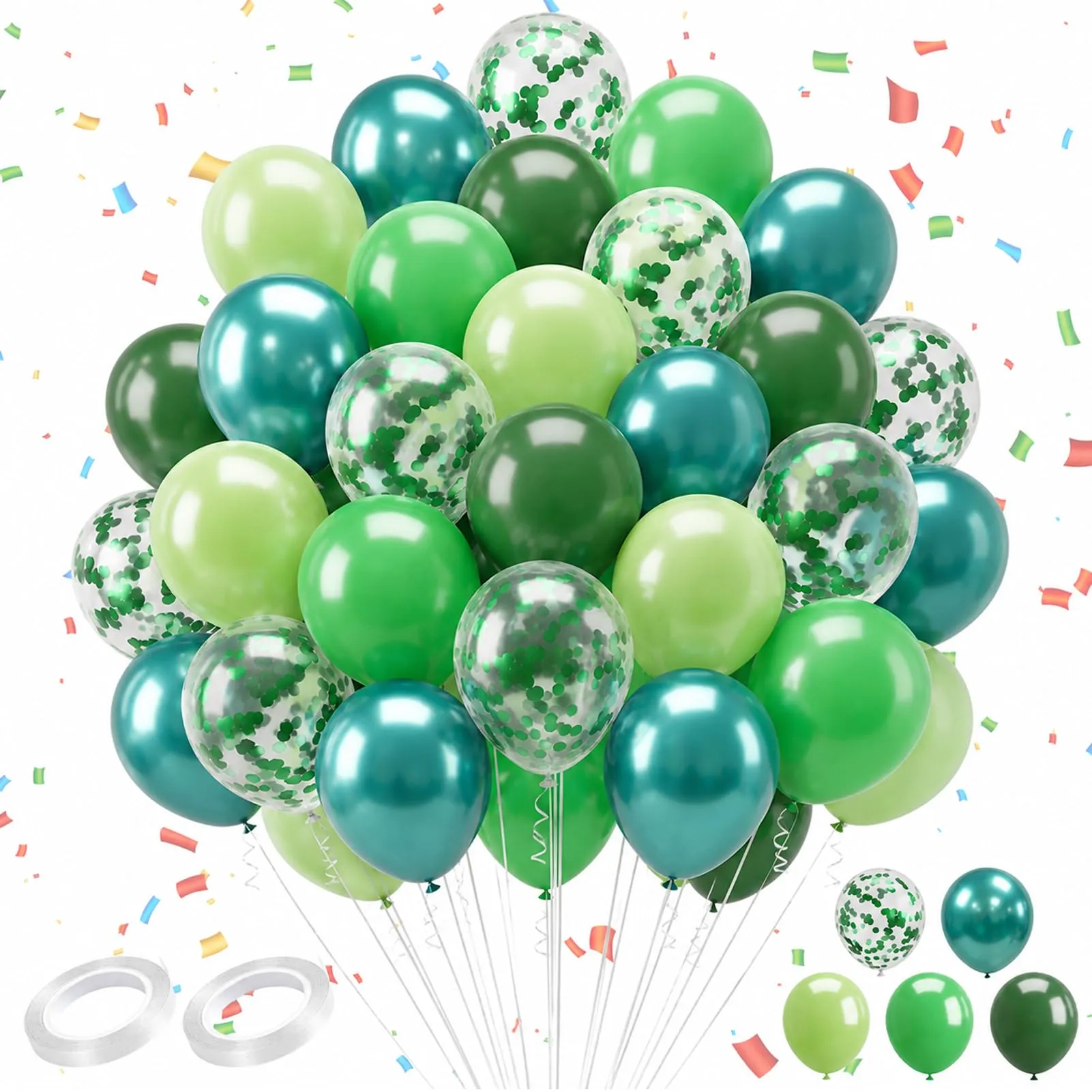 60 Pièces Ballons Vert Sauge, Hélium Ballons Vert Foncé Verts Clair - immagine 1