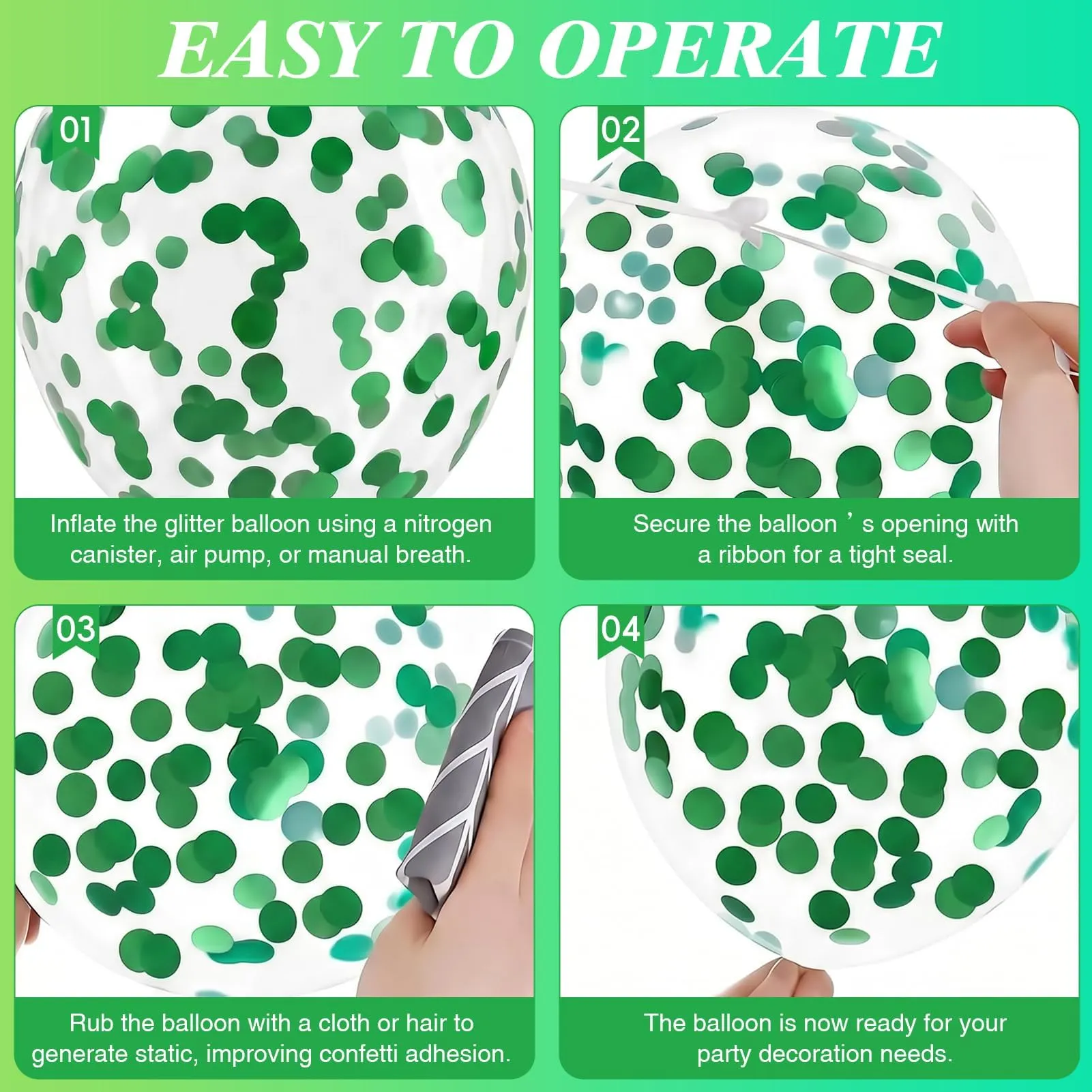 60 Pièces Ballons Vert Sauge, Hélium Ballons Vert Foncé Verts Clair - immagine 3