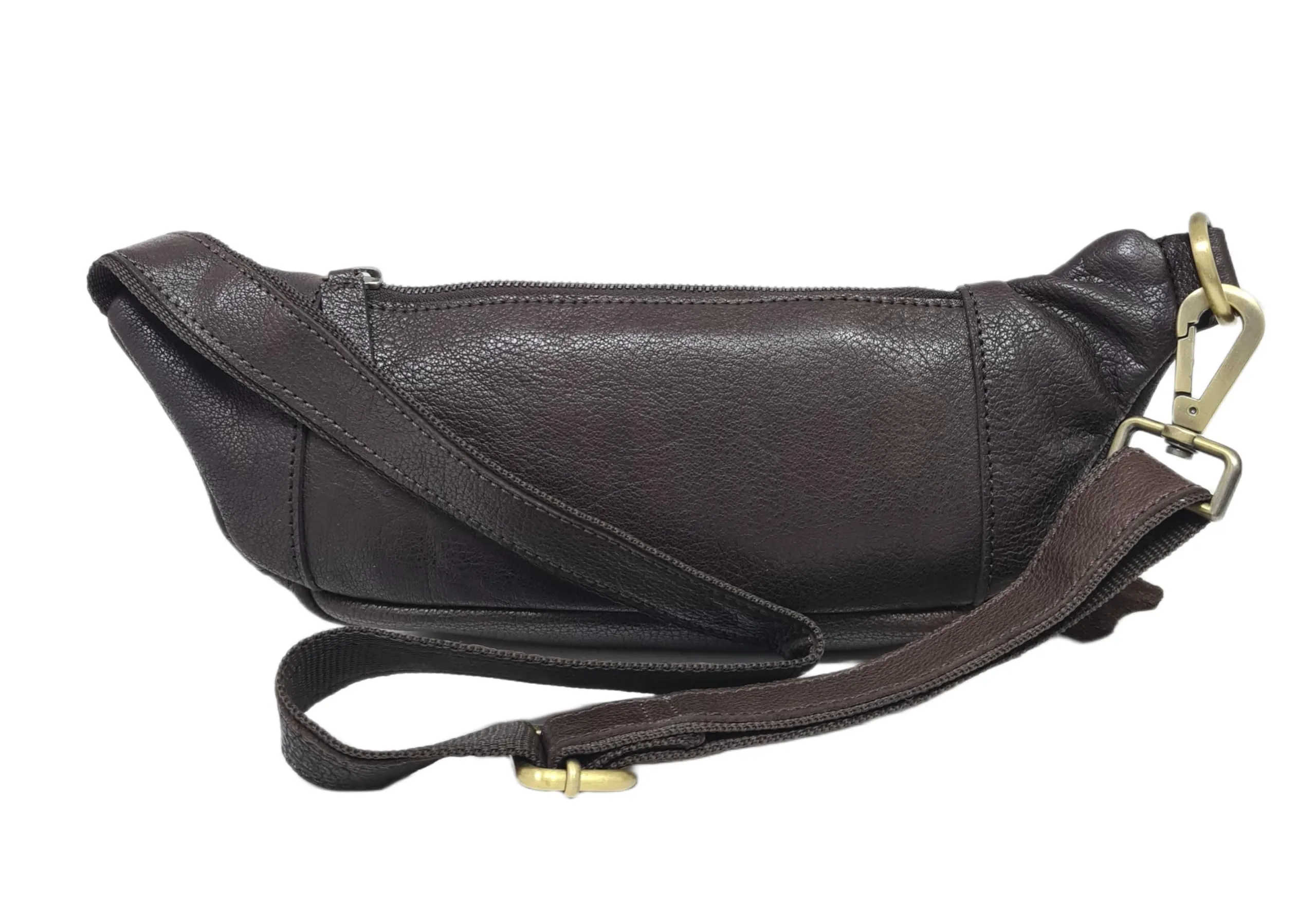 Luigi Benetton Marsupio Uomo 100% Pelle Bovina, con Tasche Frontale e Posteriore con Zip, Cintura Regolabile, Dimensioni 30x10x8,5 cm, Marrone Testa di Moro - immagine 3