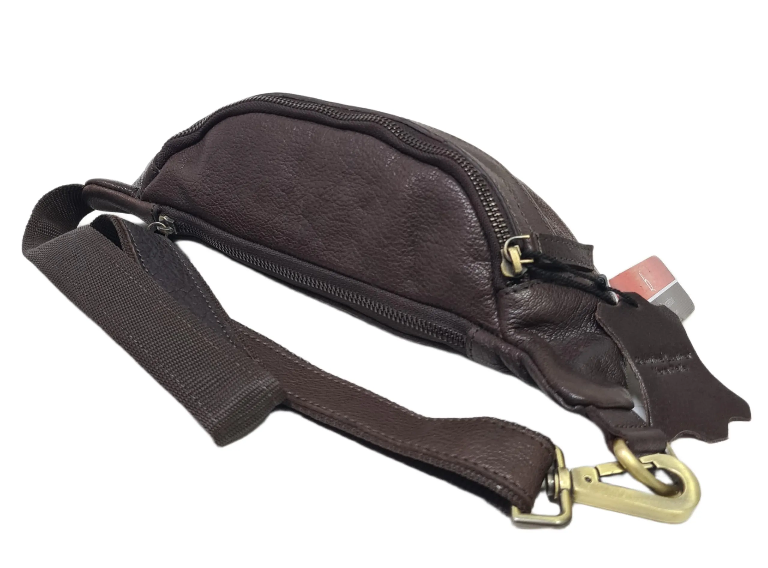 Luigi Benetton Marsupio Uomo 100% Pelle Bovina, con Tasche Frontale e Posteriore con Zip, Cintura Regolabile, Dimensioni 30x10x8,5 cm, Marrone Testa di Moro - immagine 6