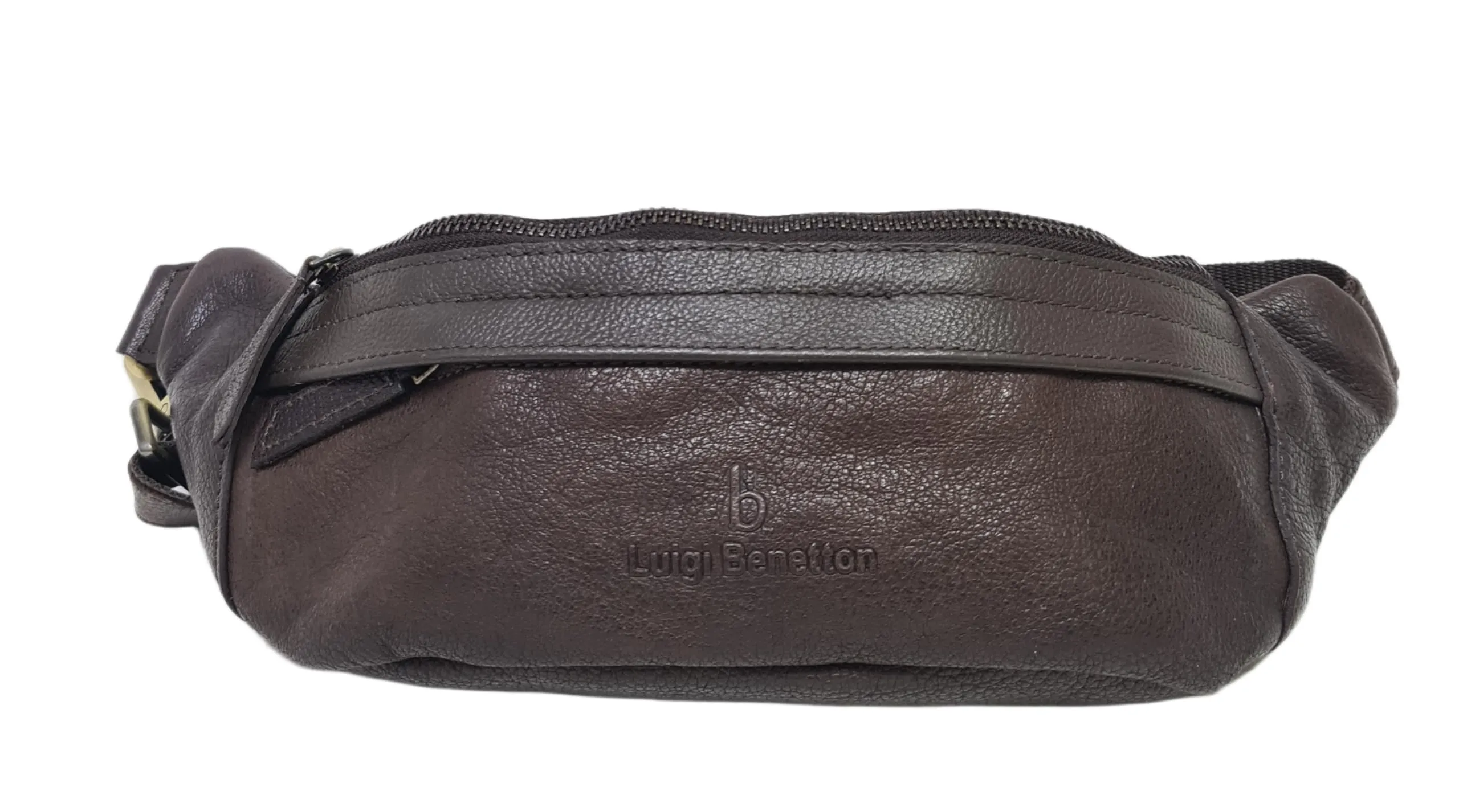 Luigi Benetton Marsupio Uomo 100% Pelle Bovina, con Tasche Frontale e Posteriore con Zip, Cintura Regolabile, Dimensioni 30x10x8,5 cm, Marrone Testa di Moro - immagine 7