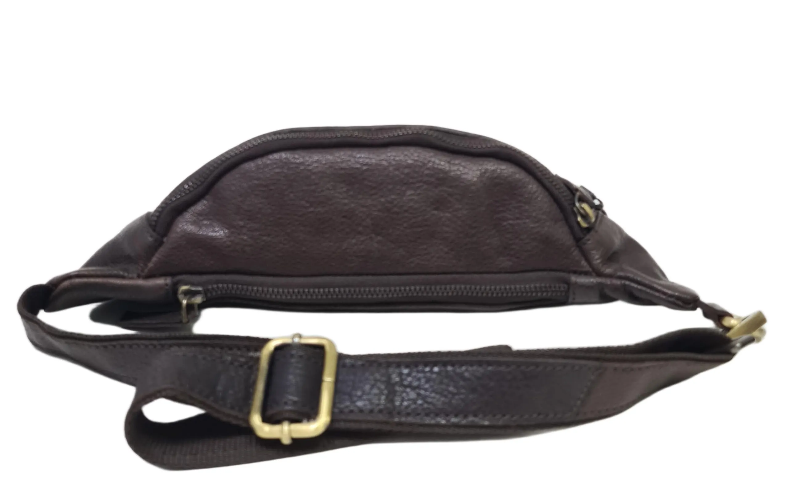 Luigi Benetton Marsupio Uomo 100% Pelle Bovina, con Tasche Frontale e Posteriore con Zip, Cintura Regolabile, Dimensioni 30x10x8,5 cm, Marrone Testa di Moro - immagine 8
