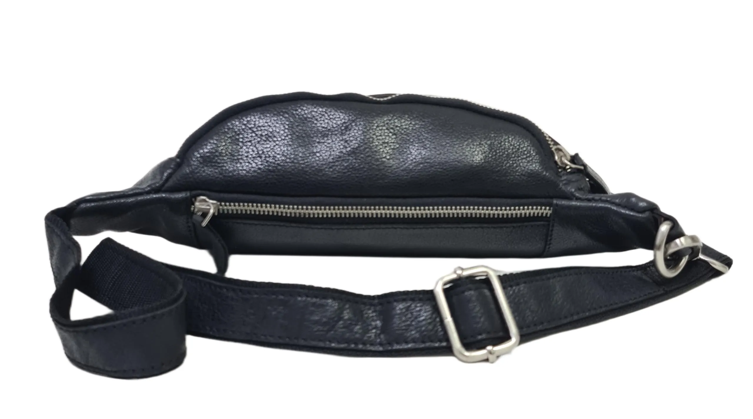 Luigi Benetton Marsupio Uomo 100% Pelle Bovina, con Tasche Frontale e Posteriore con Zip, Cintura Regolabile, Dimensioni 30x10x8,5 cm, Nero - immagine 5