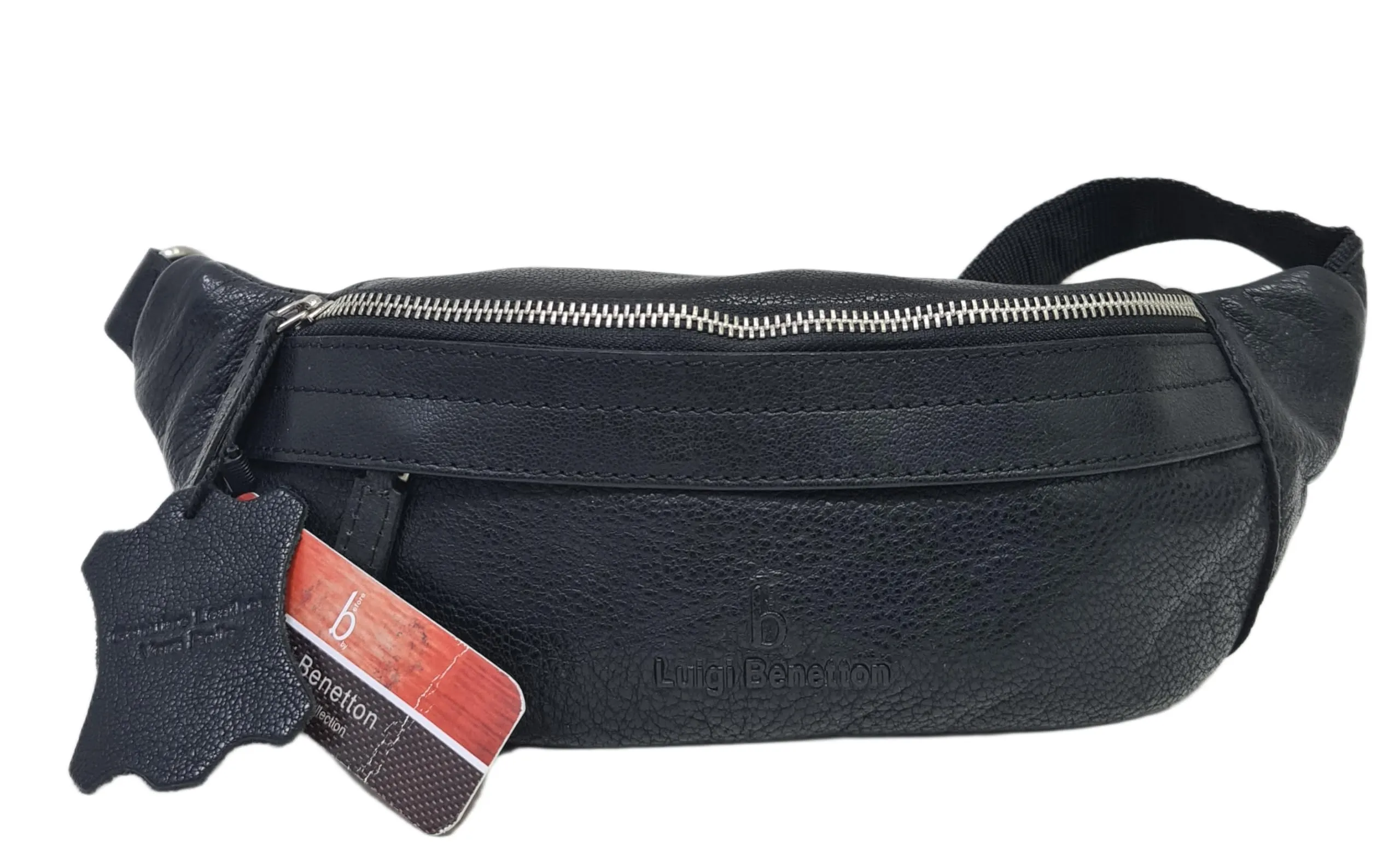 Luigi Benetton Marsupio Uomo 100% Pelle Bovina, con Tasche Frontale e Posteriore con Zip, Cintura Regolabile, Dimensioni 30x10x8,5 cm, Nero - immagine 6