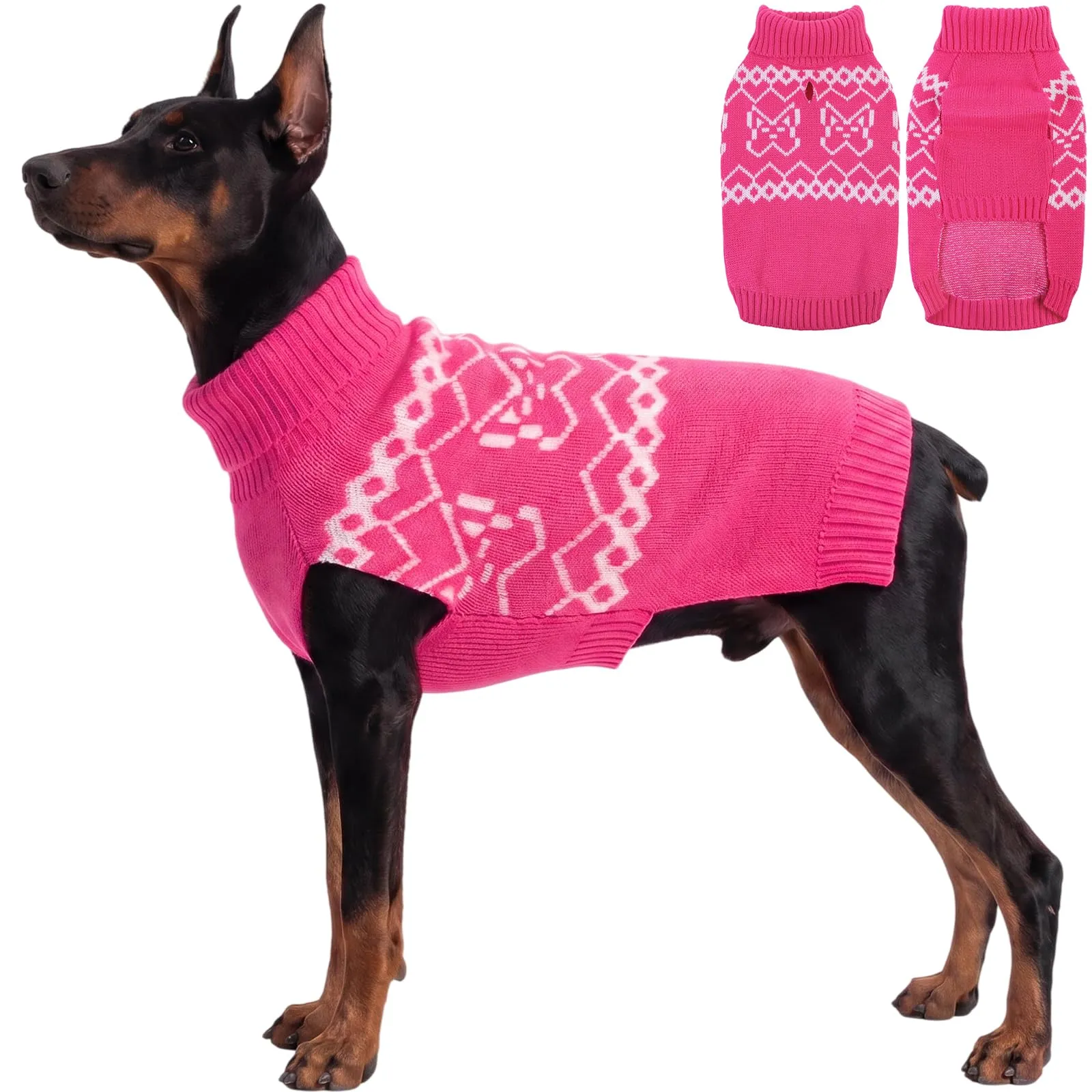 ASENKU Maglione Invernale per Grandi Cani Collo Alto Piegabile 2XL, Motivo Bouledogue Francese, Foro Guinzaglio, Cappotto Cane Adatto Labrador Pastore Tedesco, Tuta Calda per Passeggiate e Casa - immagine 1
