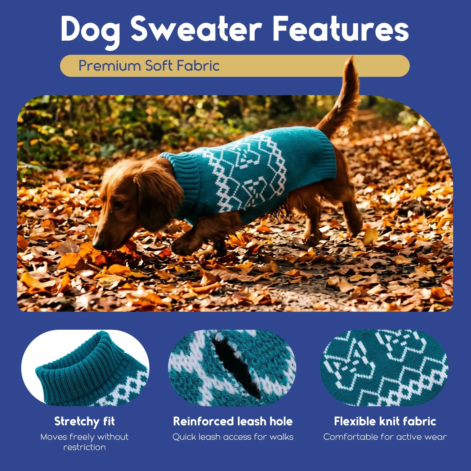 ASENKU Maglione Cane Taglia S per Piccola Cani, Maglioncino Invernale Collo Alto Piegabile, Motivo Bouledogue Francese, per Barboncino Toy, Foro per Guinzaglio per Passeggiate Casa Esterno - immagine 2