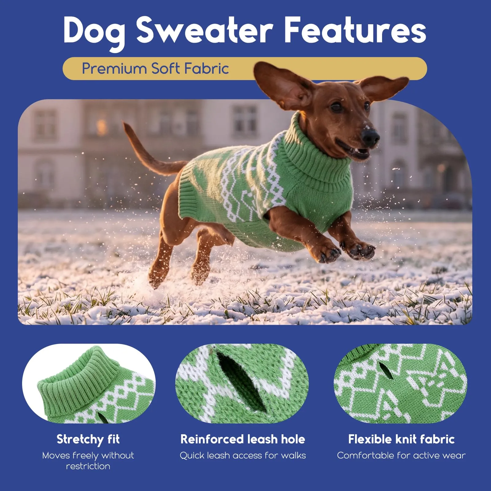 ASENKU Maglioncino Cane Taglia Piccola XS, Maglione Invernale per Cani Collo Alto Piegabile, Motivo Bouledogue Francese, per Chihuahua Yorkshire, Foro per Guinzaglio per Passeggiate Casa Esterno - immagine 2