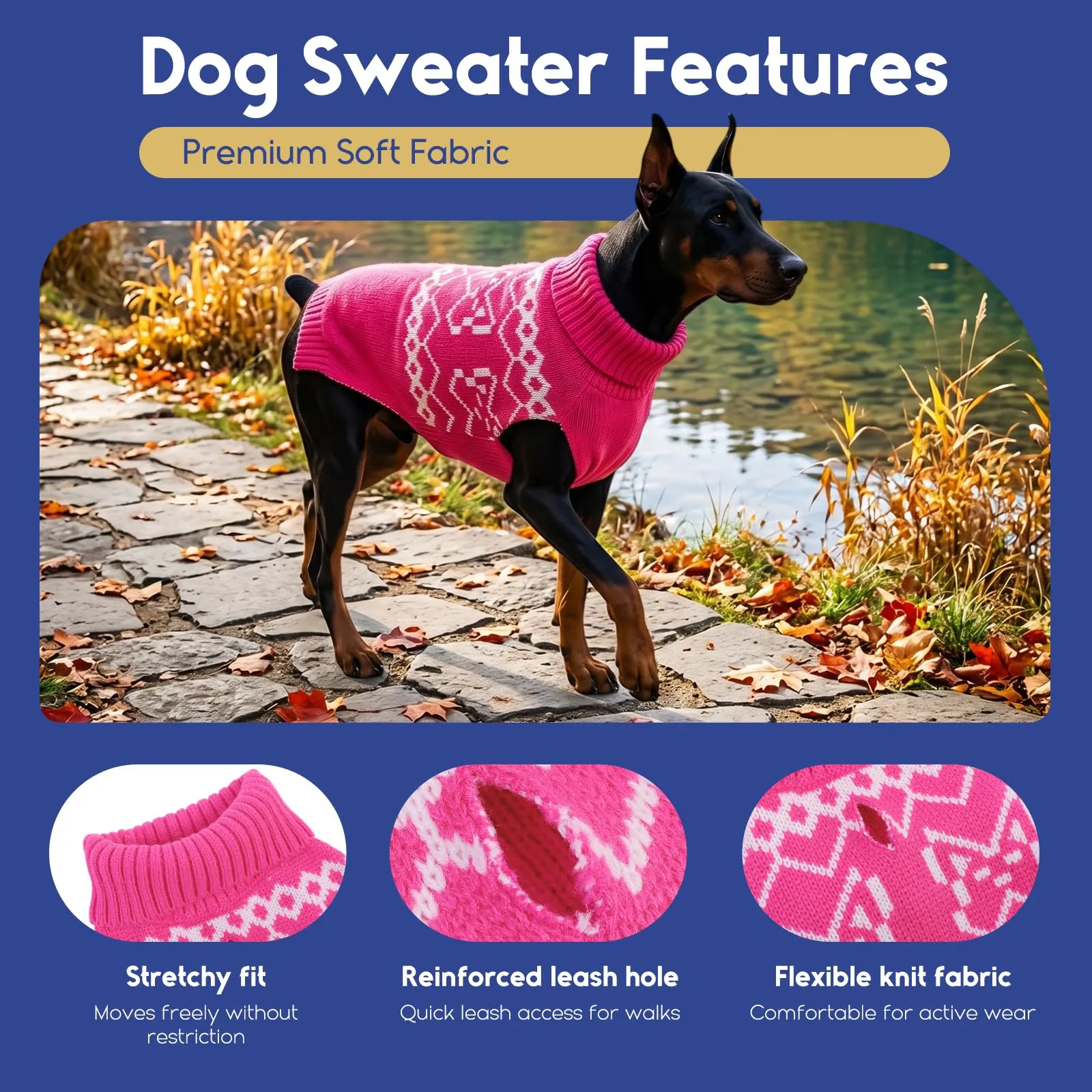 ASENKU Maglione Cane Taglia S per Piccola Cani, Maglioncino Invernale Collo Alto Piegabile, Motivo Bouledogue Francese, per Barboncino Toy, Foro per Guinzaglio per Passeggiate Casa Esterno - immagine 2