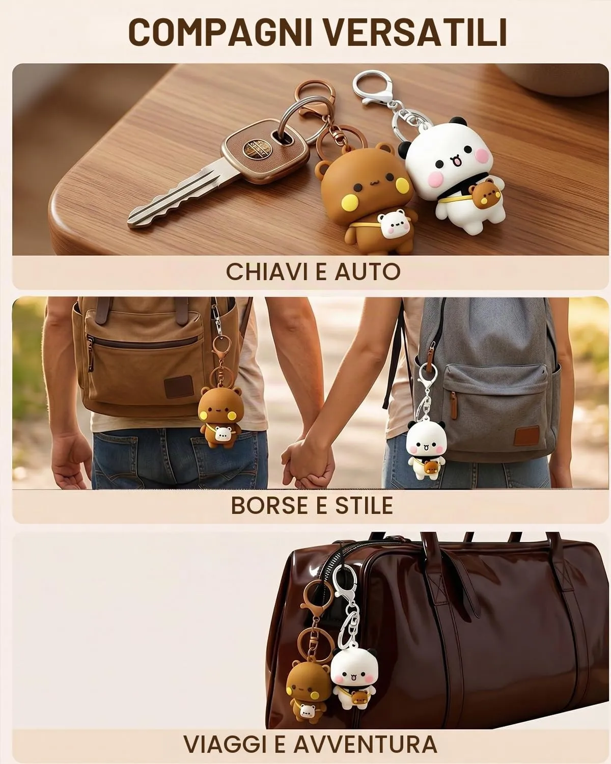 TBCDS Set da 2 Portachiavi Coppia Bubu e Dudu, Ciondoli Anime, Regalo Sentimentale per Partner, Accessori Durevoli per Borsa, Zaino e Porte Chiavi, Simbolo di Complicità Quotidiana - immagine 5