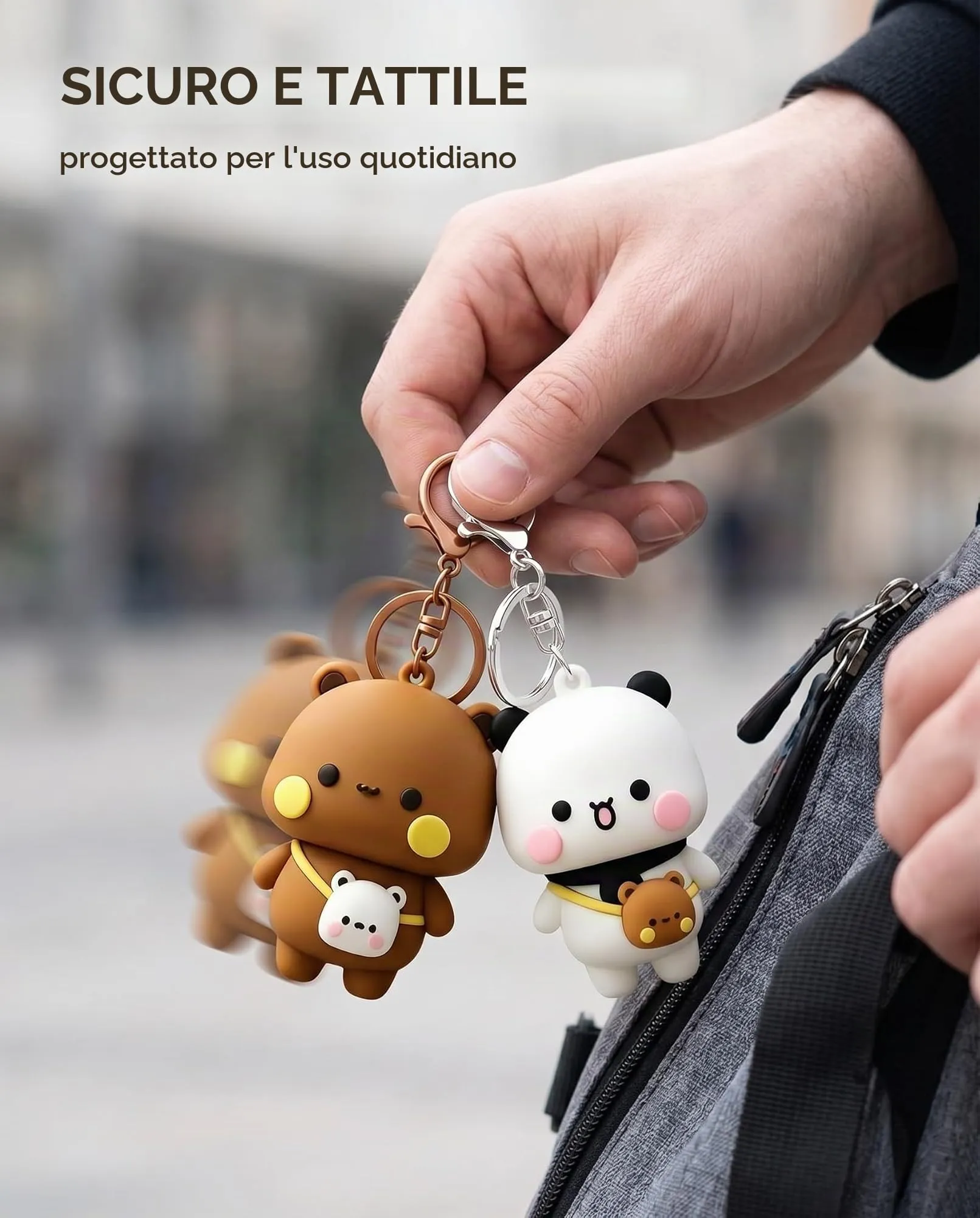 TBCDS Set da 2 Portachiavi Coppia Bubu e Dudu, Ciondoli Anime, Regalo Sentimentale per Partner, Accessori Durevoli per Borsa, Zaino e Porte Chiavi, Simbolo di Complicità Quotidiana - immagine 6