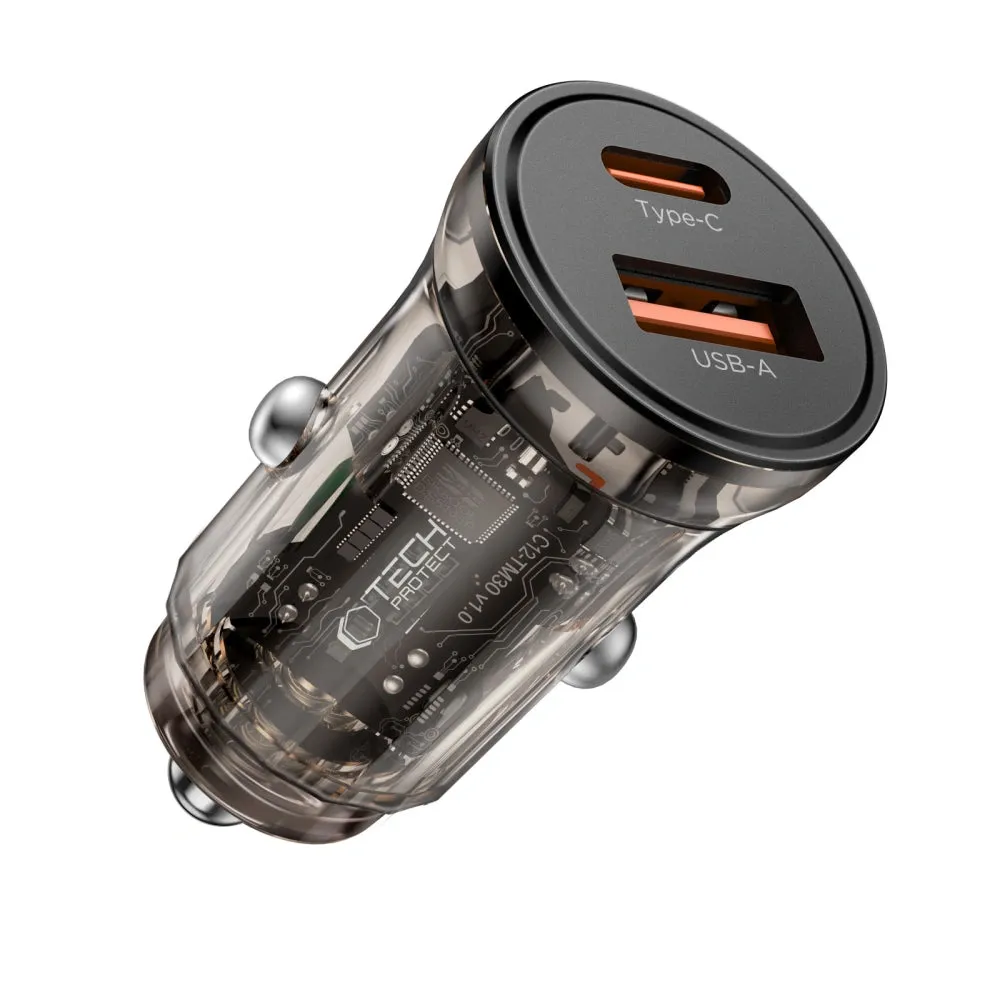 Caricatore Auto Tech-Protect CC01, 45W, 5A, 1 x USB-A - 1 x USB-C, Nero - immagine 1