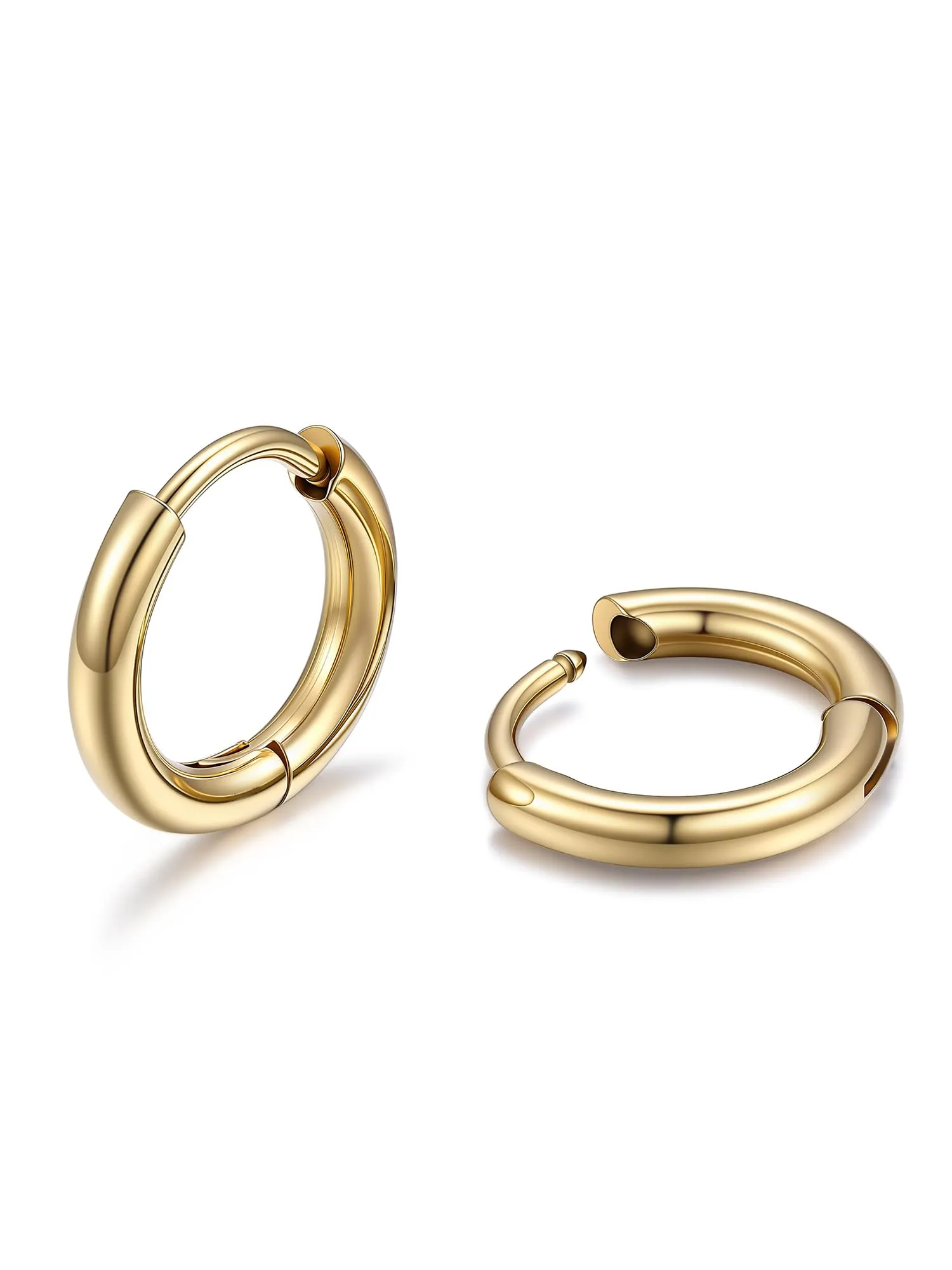 PROSTEEL Orecchini Uomo Donna 8mm Cerchio Piccoli Huggie Acciaio Impermeabile - immagine 1