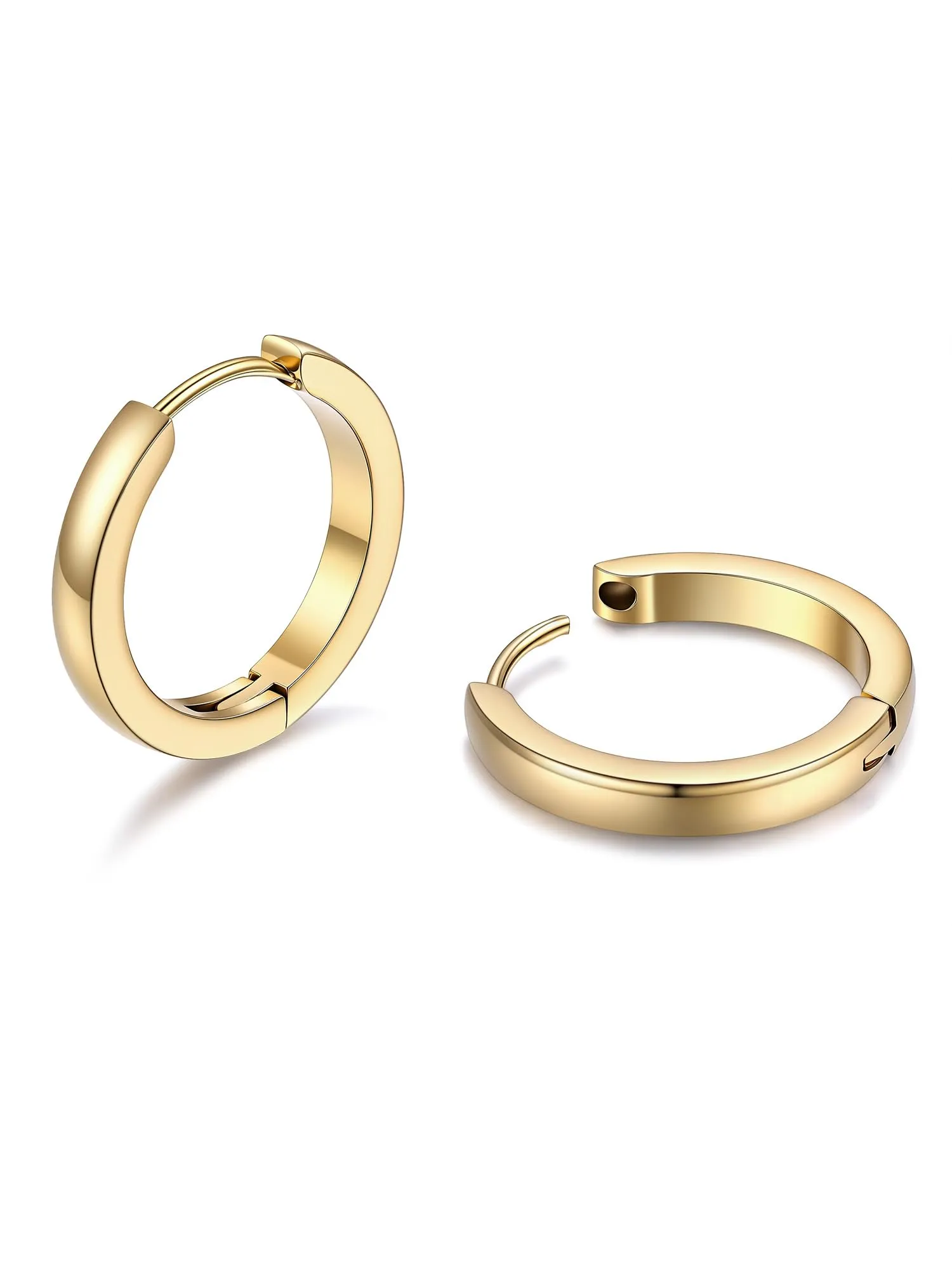 PROSTEEL Orecchini Uomo Donna 16mm Cerchio Piccoli Huggie Acciaio Impermeabile - immagine 1