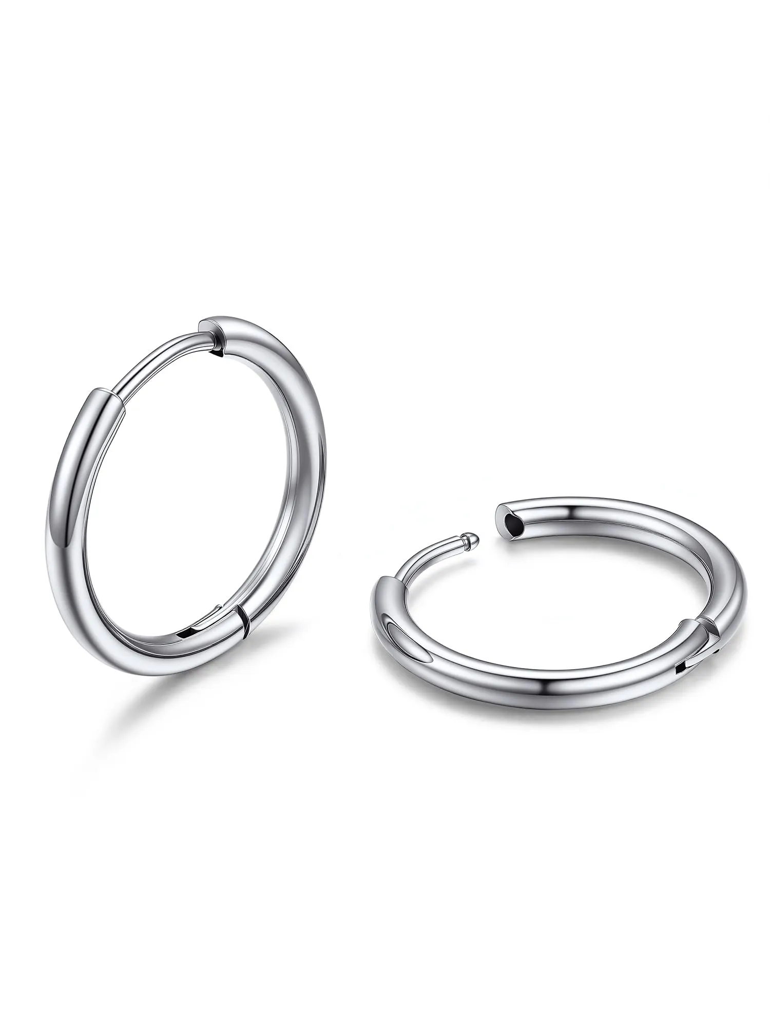 PROSTEEL Orecchini Uomo Donna 14mm Cerchio Piccoli Huggie Acciaio Impermeabile - immagine 1