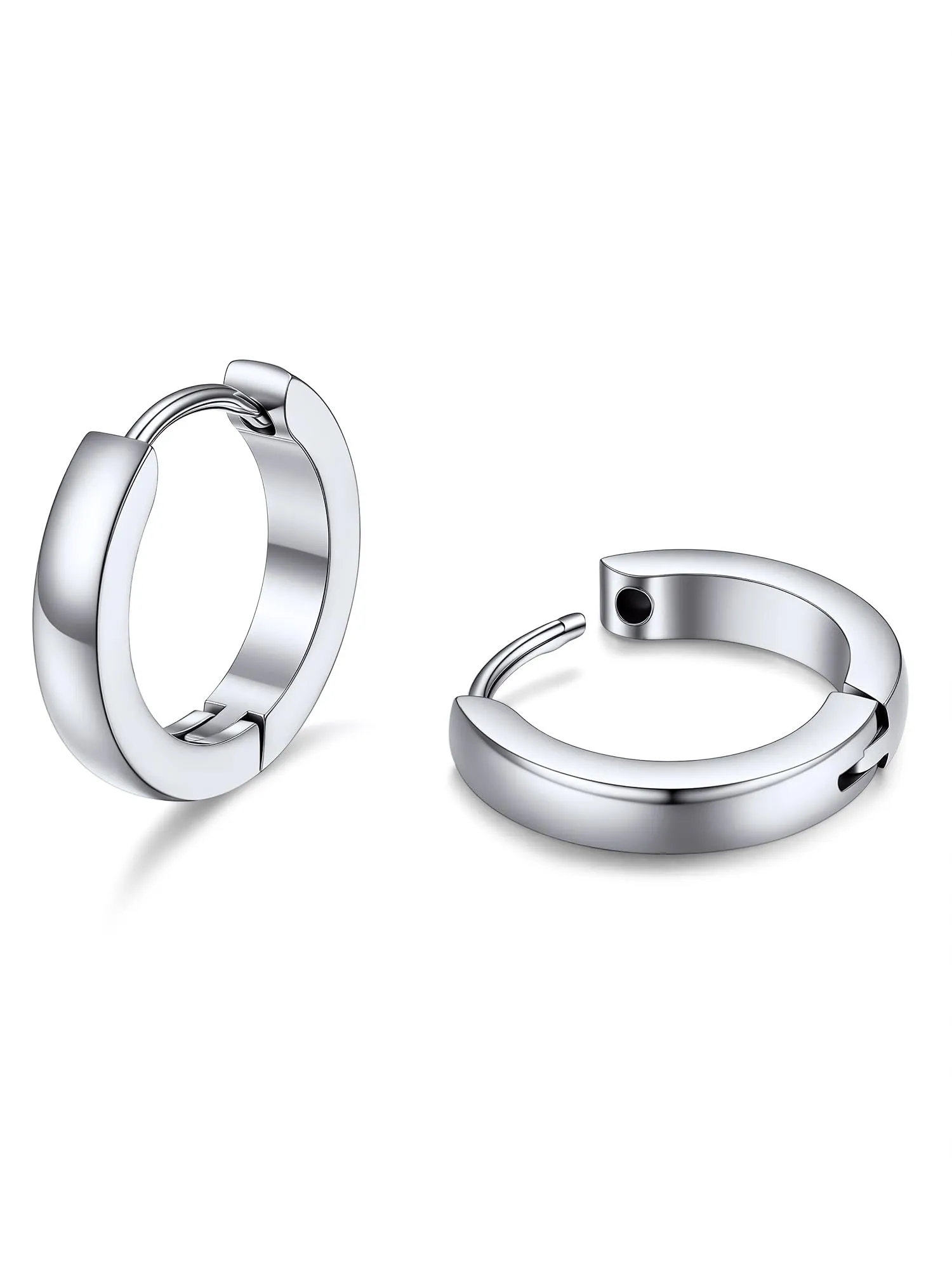 PROSTEEL Orecchini Uomo Donna 12mm Cerchio Piccoli Huggie Acciaio Impermeabile - immagine 1