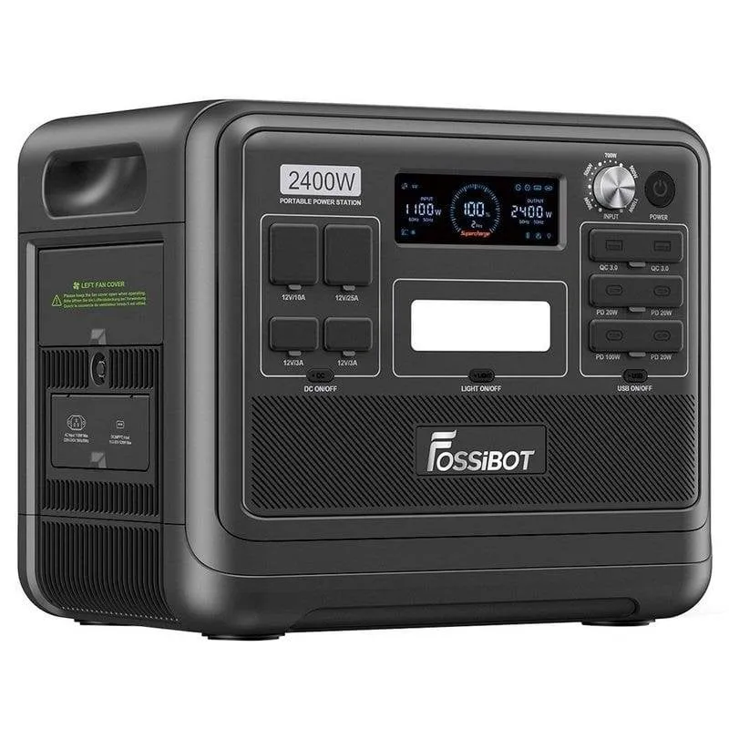 Stazione di energia Fossibot F2400 2048Wh 6 porte AC 6 USB 4 DC Batteria LiFePO4 Ricarica rapida Schermo LED - immagine 1