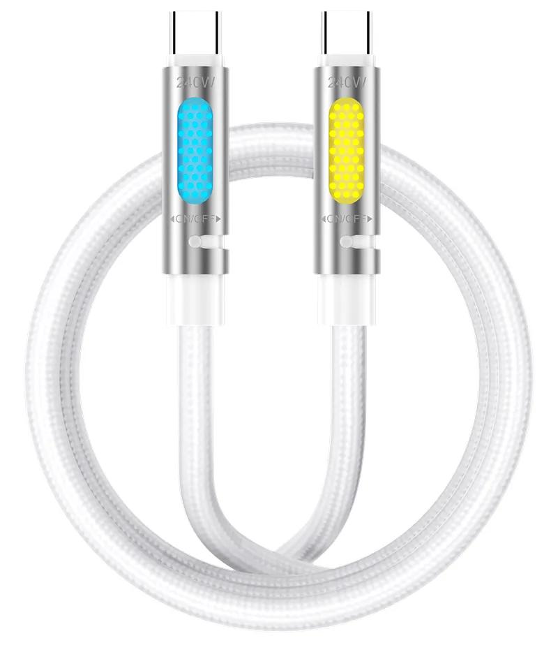 Cavo Dati e Ricarica USB-C - USB-C BWOO X325C-C Led, 240W, 1,2m, Bianco - immagine 1
