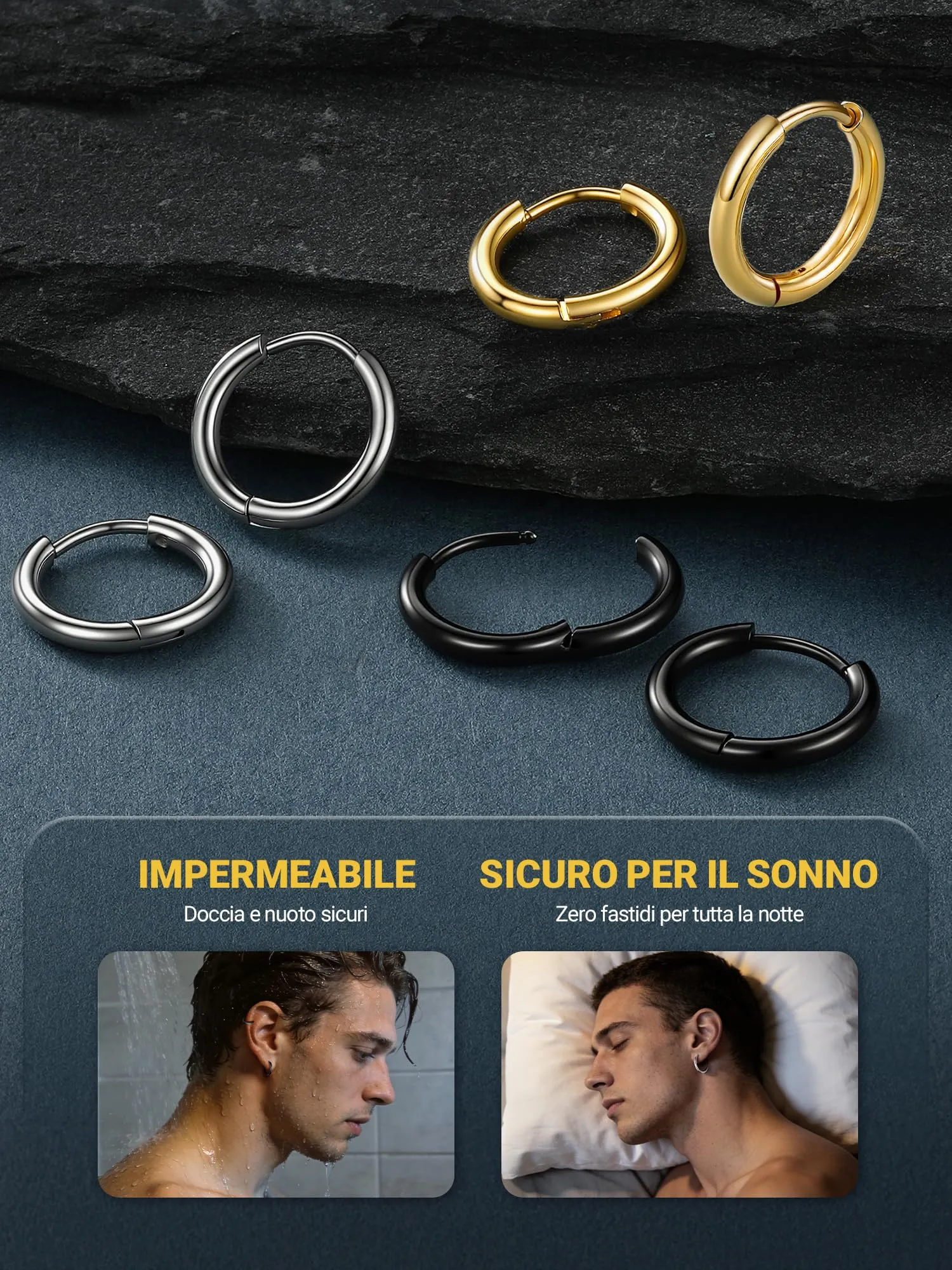 PROSTEEL Orecchini Uomo Donna 10mm Cerchio Piccoli Huggie Acciaio Impermeabile - immagine 7