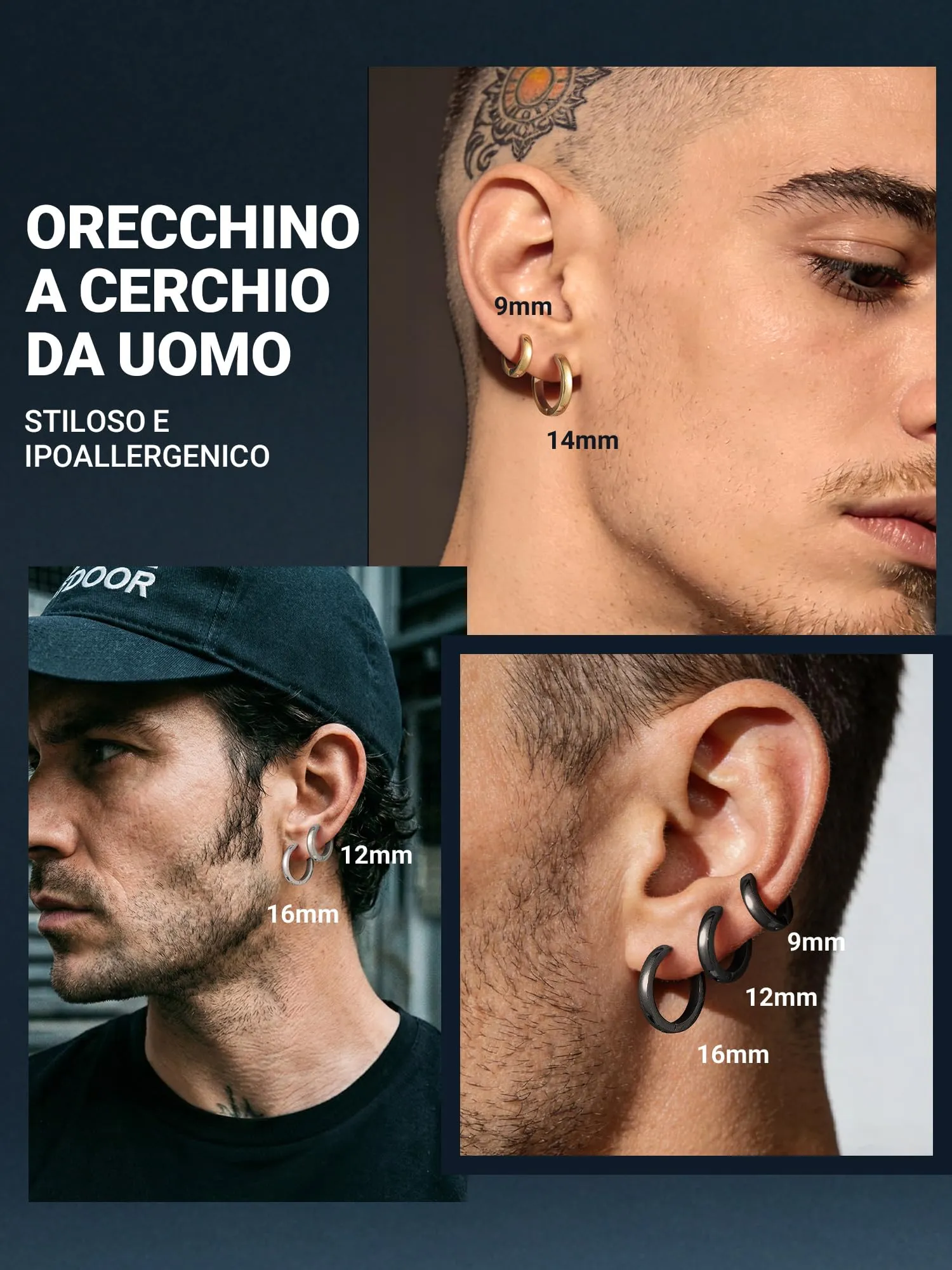 PROSTEEL Orecchini Uomo Donna 9mm Cerchio Piccoli Huggie Acciaio Impermeabile - immagine 6