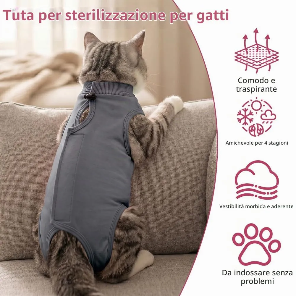 AYESY Tuta da Recupero per Gatti, 2 pezzi Body Gatto Post Operatorio M - immagine 5