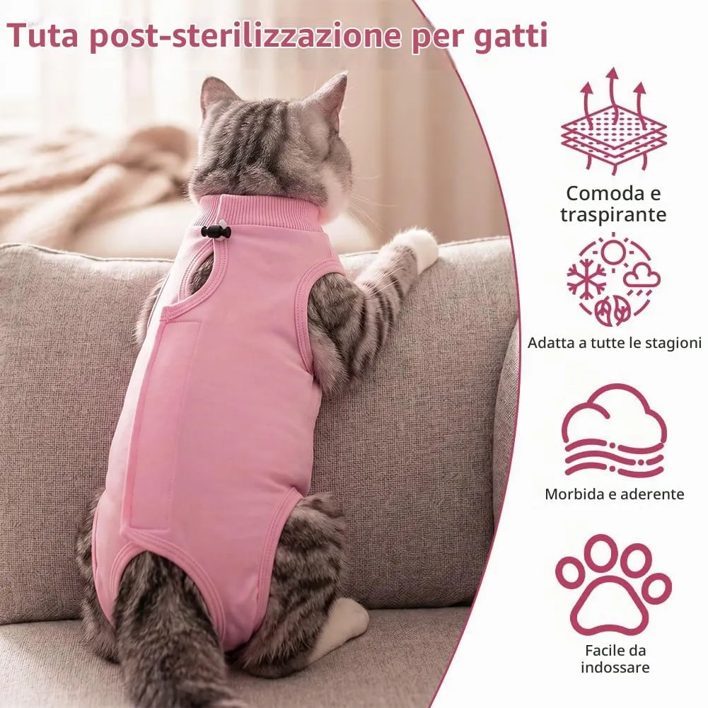 AYESY Tuta da Recupero per Gatti, 2 pezzi Body Gatto Post Operatorio M - immagine 5